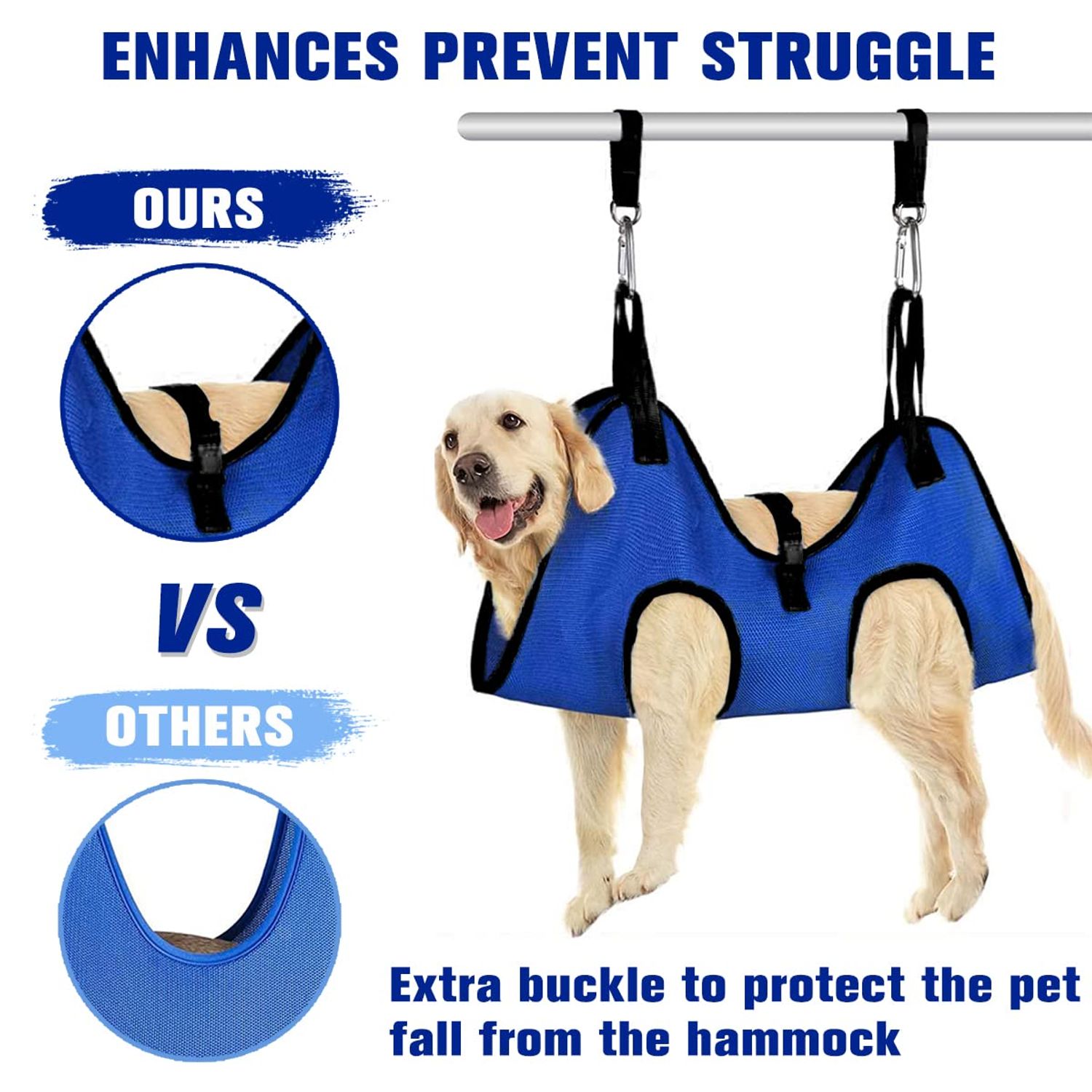 VBUY Dog Grooming Hammock Grooming Harness for Small Dogs Pet Grooming Hammock with Nail Clippers/Nail File/Comb Breathable Dog Nail Harness Hanging for Nail Trimming,Ear,Eye Care Home Grooming Set
