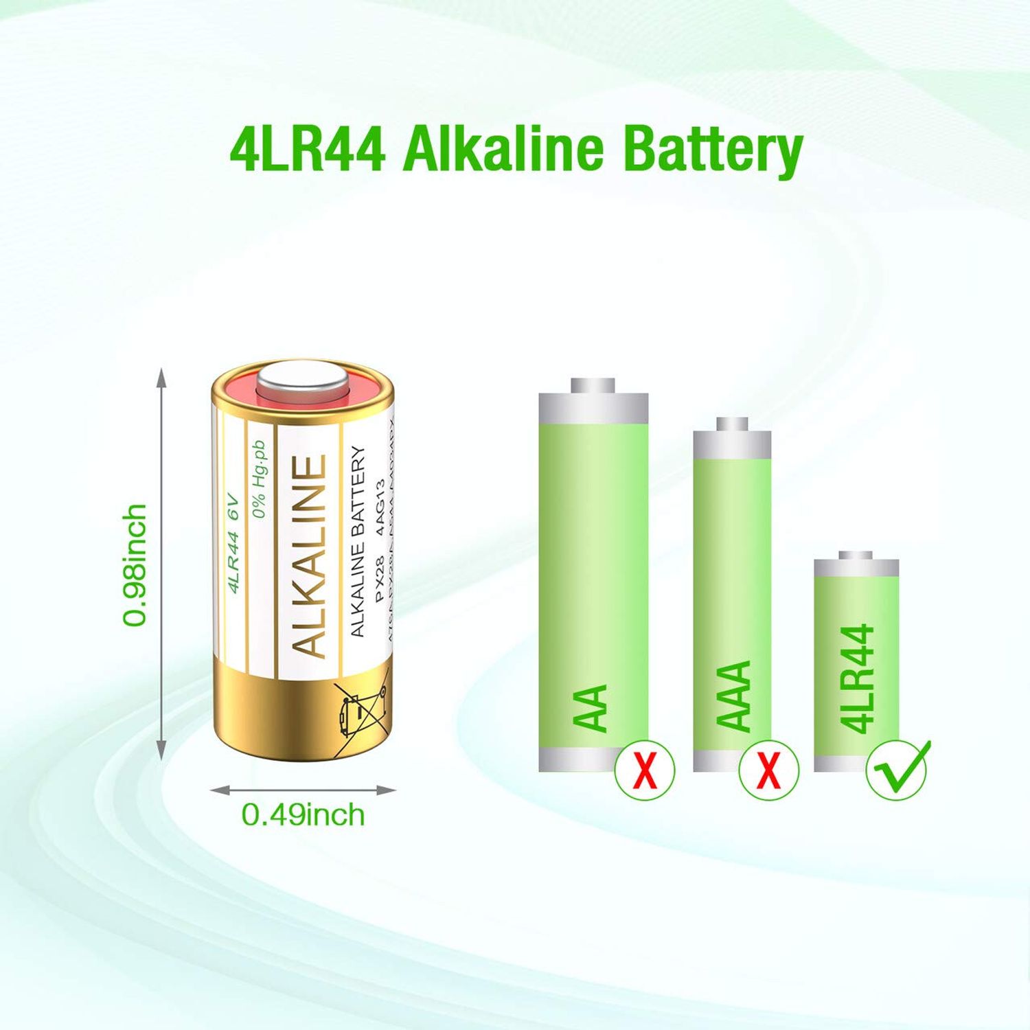 EBL 6 Volt Battery 4LR44 Dog Collar Batteries (10 Pack) 6V Alkaline Batteries 476A / PX28A / A544 / K28A / L1325