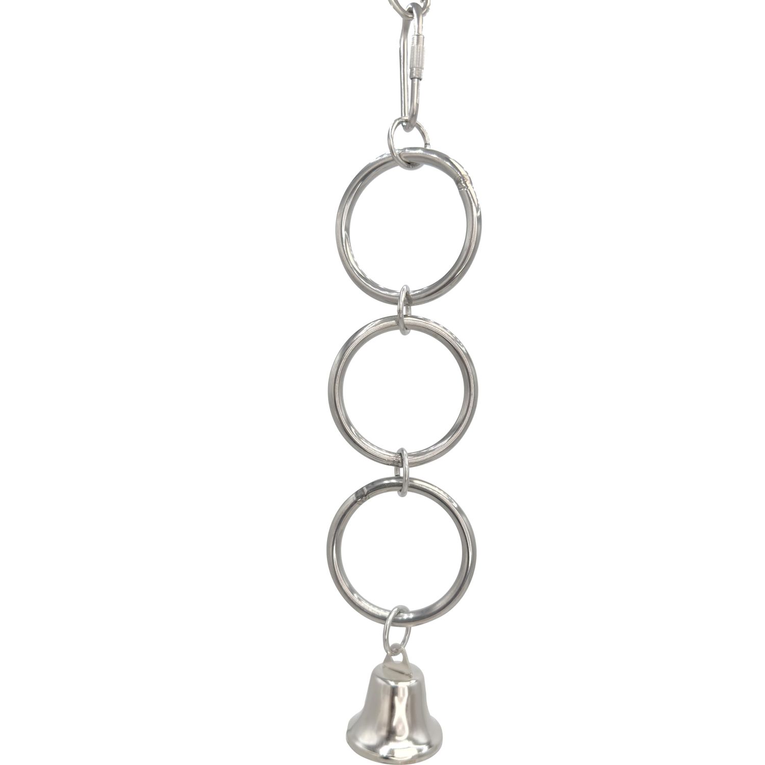 1131 Tough Stainless Steel Triple Ring - Handcrafted Simple Hanging Bird cage Toy, Durable Shiny Stainless Steel Rings, Ringing Metal Bell, Pullable and climbable, Hang Toys and Materials