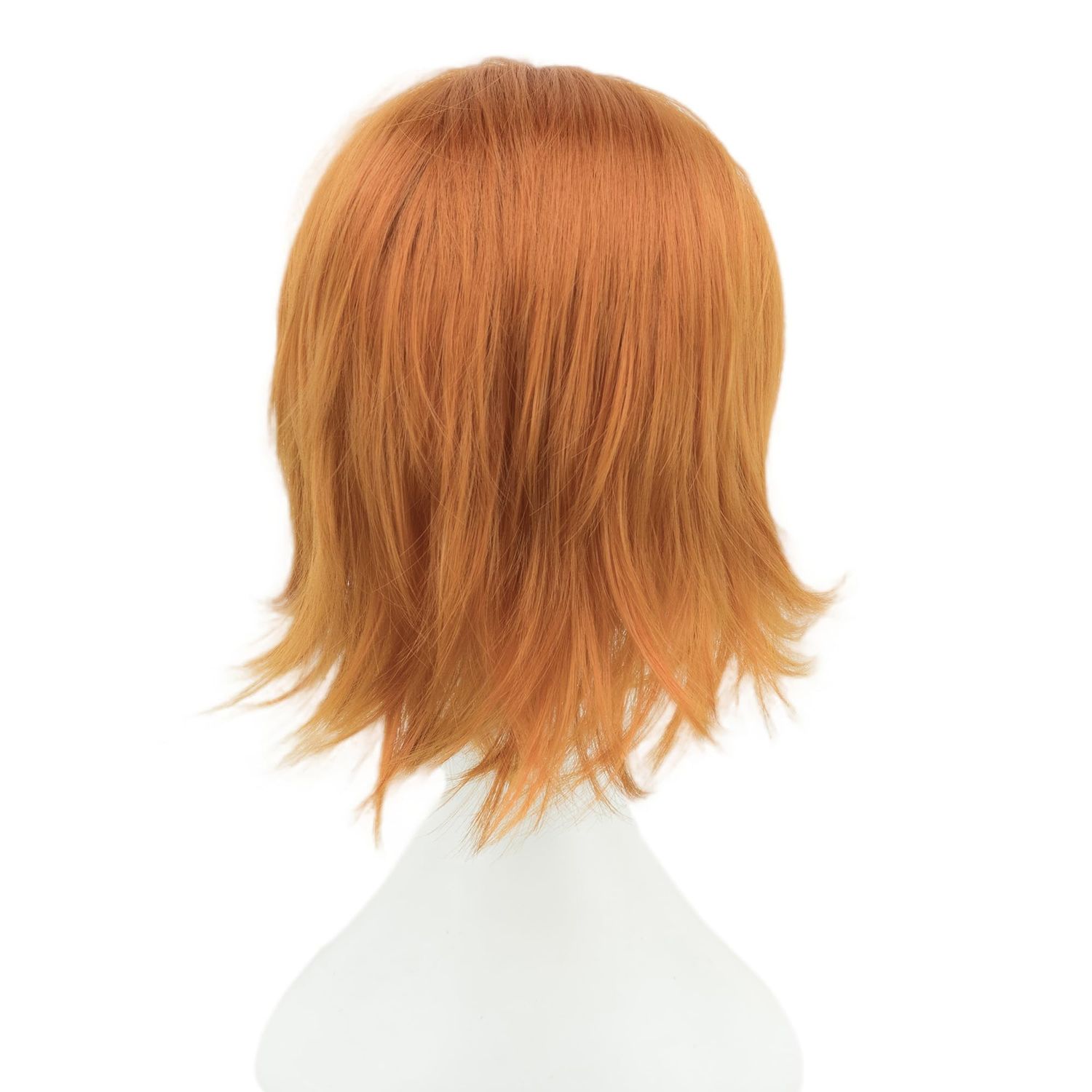 12 Inches Unisex Short Cosplay Hair Party BOB Wig with Bangs Halloween Costume Wigs (Orange)
