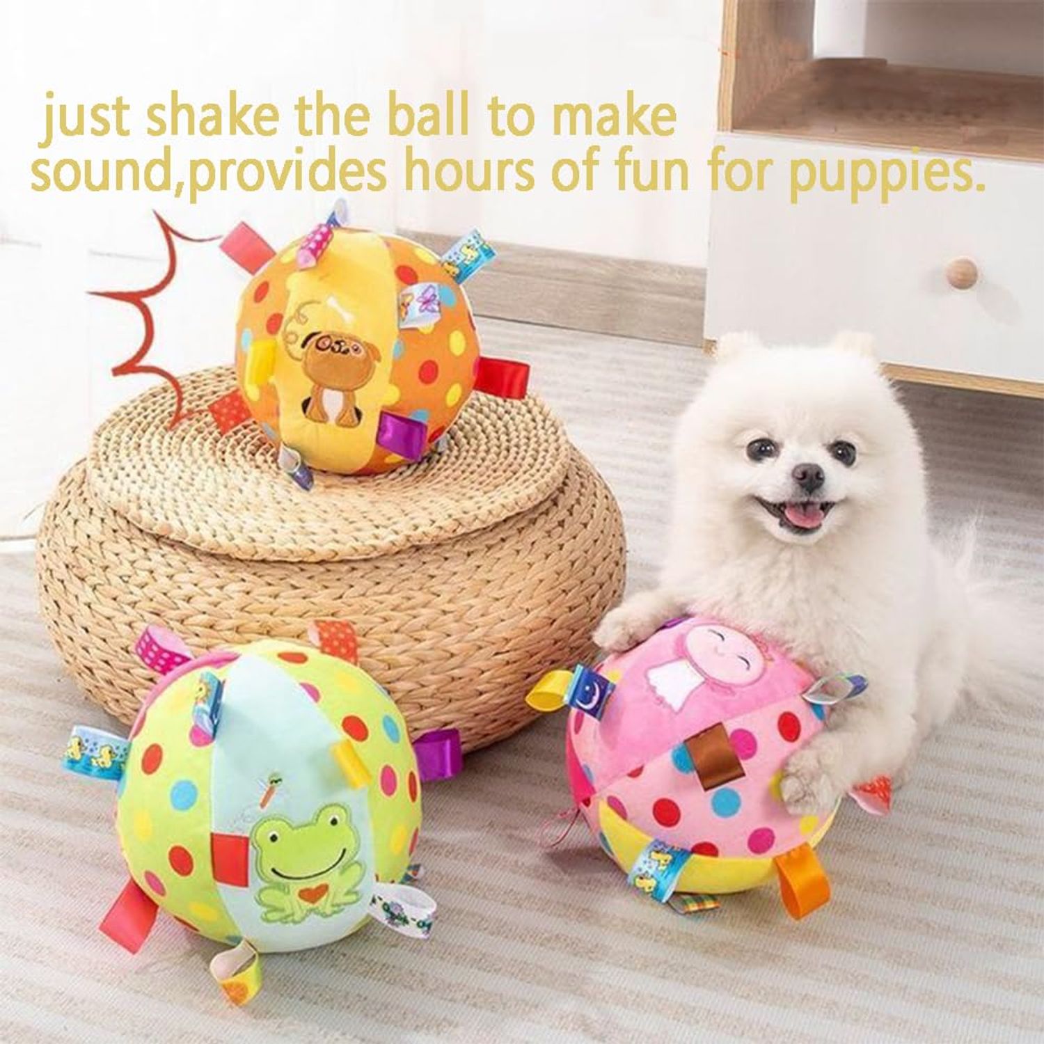 Nicoone Soccer Ball for Dogs with Tabs, Dog Toys Soccer Ball with Straps, Chimes,Interactive, Durable, Indoor&Outdoor Dog Toys, Puppy Birthday Gifts