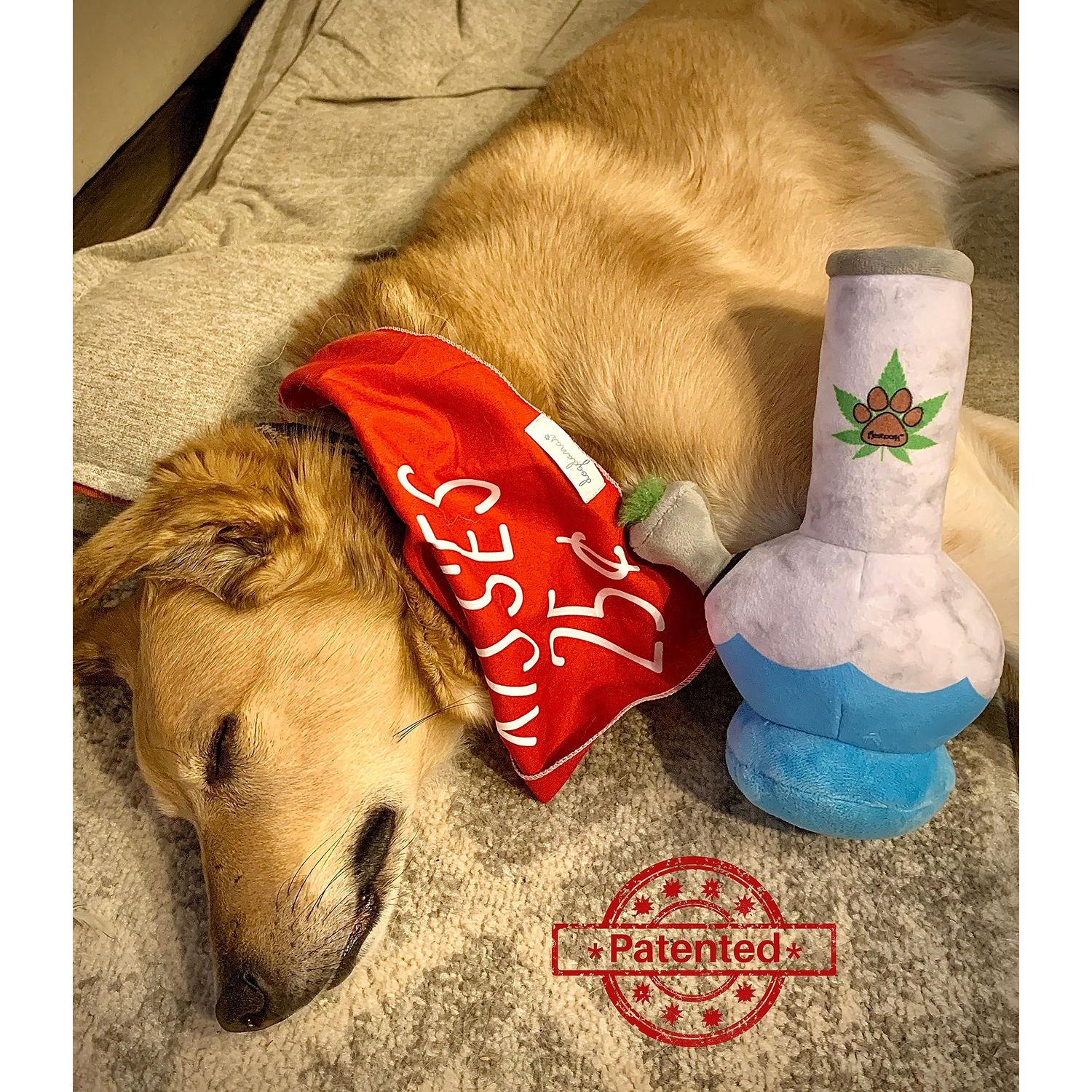 Nestpark Puppy Chiefer 3000 - Funny Dog Toys - Plush Squeaky Weed for Medium, Small and Large - Cute Dog Gifts for Dog Birthday - Cool Stuffed Dog Toys