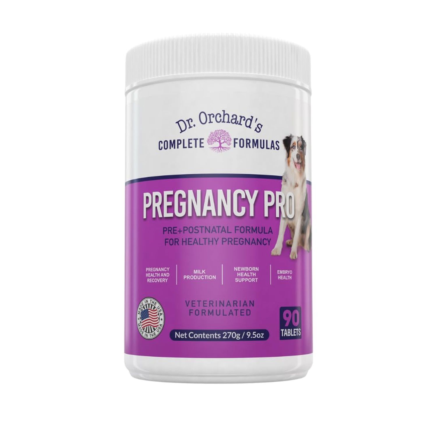Dr Orchards Pregnancy Pro Dog Prenatal Vitamins - Premium Dog Supplement for Pregnancy, Prenatal + Postnatal, Lactation and Newborn Health Support, 90 Ct