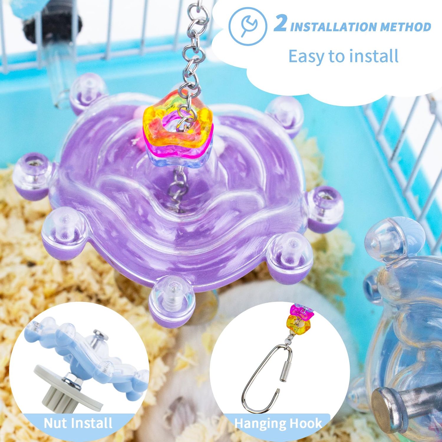 FlidRunest Hamster Enrichment Toys, Interactive Rat Spinner Wheel Toys, Colorful Hamster Toys Wheel, Hamster Cage Accessories, Small Animals Exercise Enrichment Toys for Bird, Parrot, Hamster, Rats