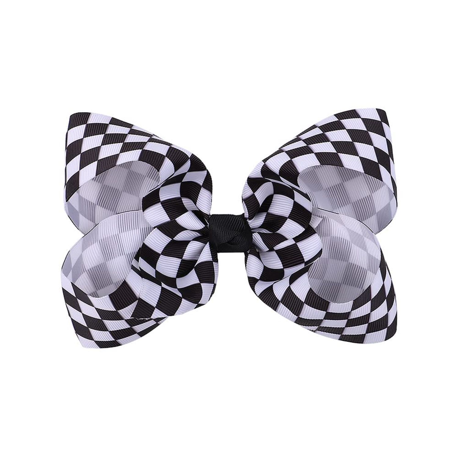 Plaid Hair Bow Clips Vintag Stripe Plaid Hair Barrettes Summer Bow Hair Pin BBG36 (B1-Black White)