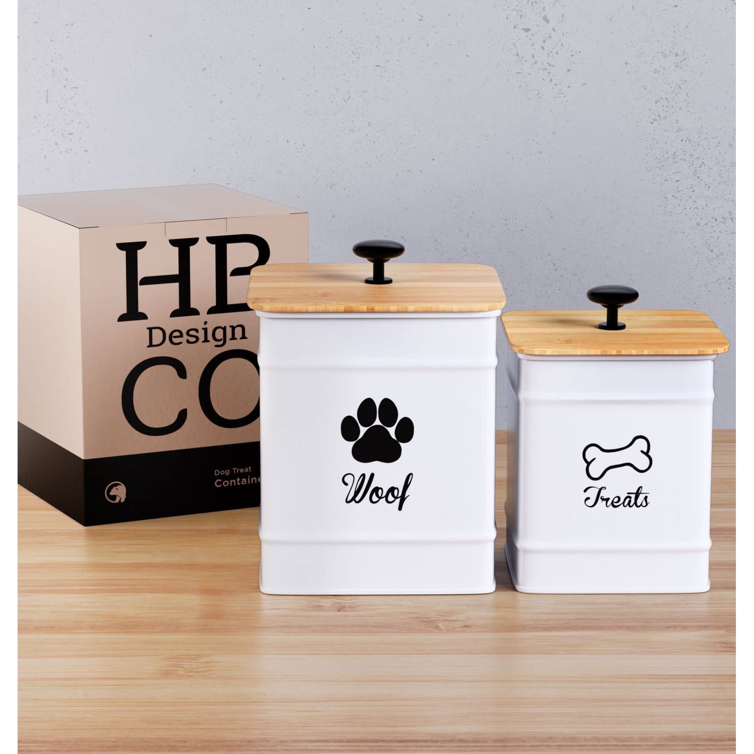 Dog Treat Container Airtight Set of 2 - 8x6" & 7x5" Dog Treat Jars with Lids Airtight - Dog Treat Jars for Kitchen Counter - Dog Treat Canister - Big Dog Cookie Jar Dog Treat Jar - Pet Treat Container