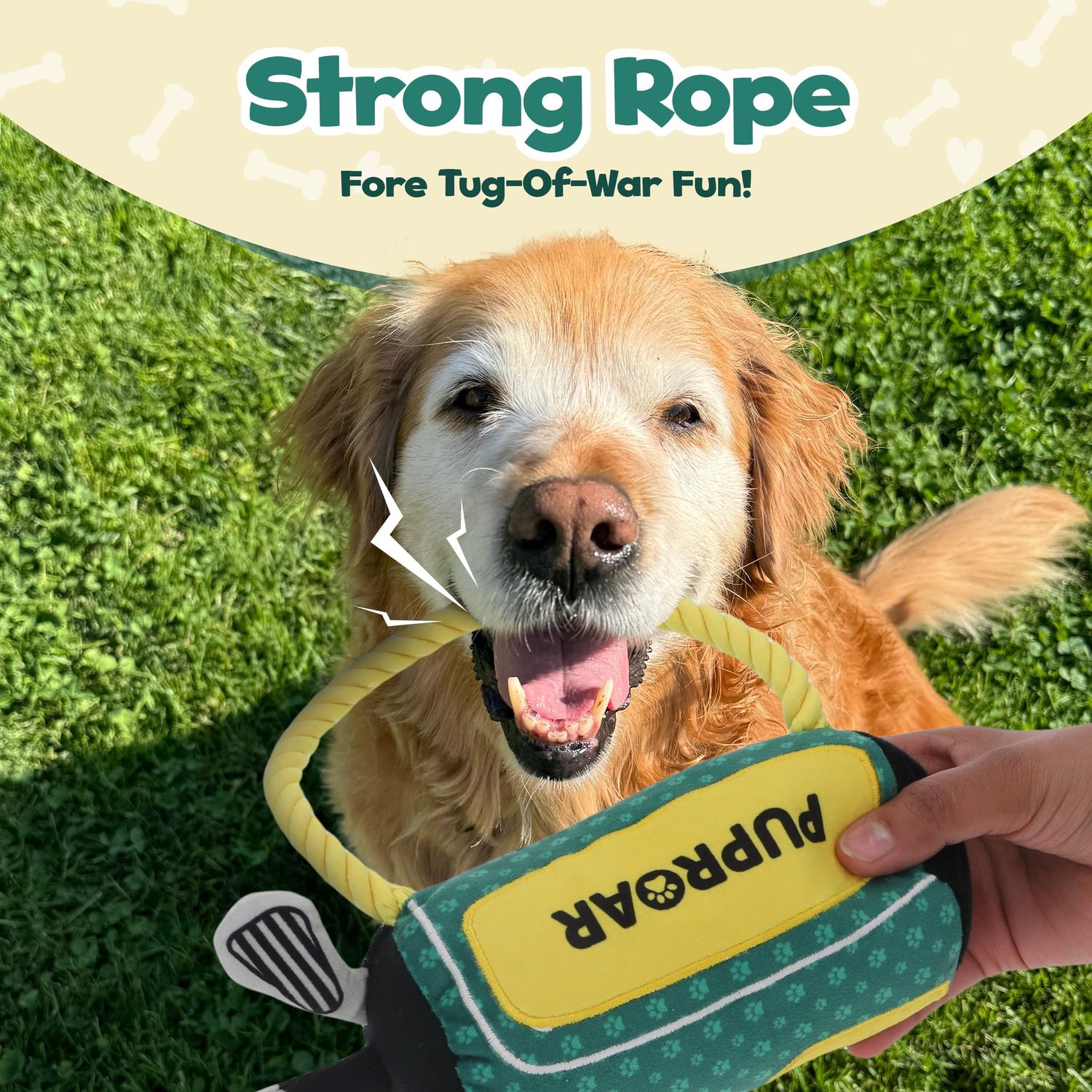 PUPROAR Golf Dog Toy – Funny Dog Toys with Squeaker, Crinkle & Rope, Plush Cute Easter Gift & Fun Birthday Present for Boy & Girl Puppy
