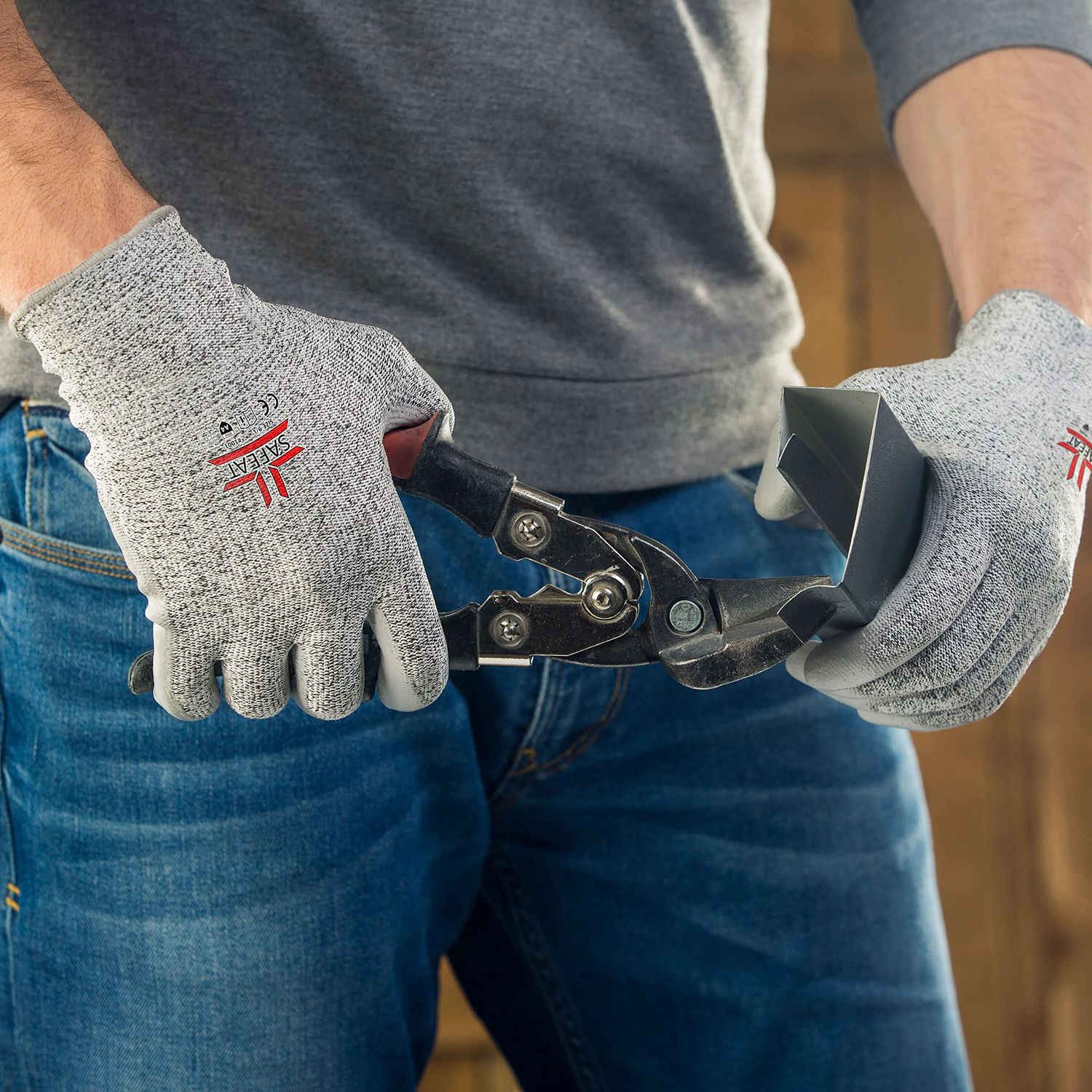 SAFEAT Safety Grip Work Gloves for Men and Women – Protective, Flexible, Cut Resistant, Comfortable PU Coated Palm. Complimentary Ebook Included. Size Large 1 Pair