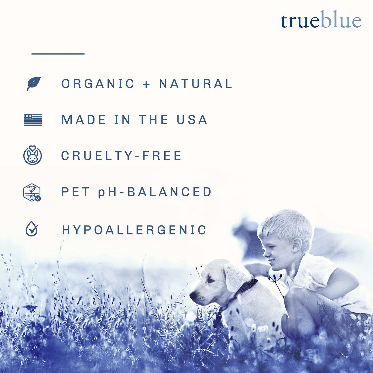 TrueBlue Pure & Sure Puppy Shampoo – Cleansing Wash, Deodorizing, Moisturizing – Toxin Free, Milk, Honey Natural Botanical Blend – Tearless Dog Shampoos – 12 Fl. Oz.