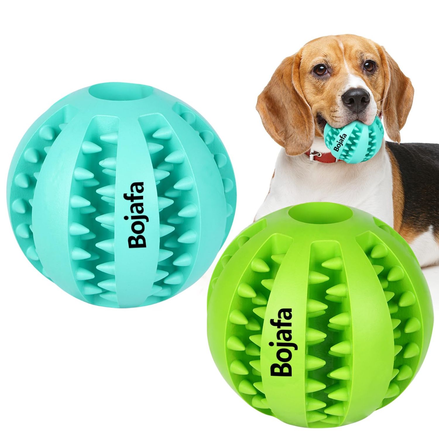 Bojafa Dog Chew Toys for Teething: 2pack Durable Rubber Puppy Toys Ball for Boredom - Treat-Dispensing Toys for Small Medium Breed Teething/Chewing/Brain-Stimulating Indoor
