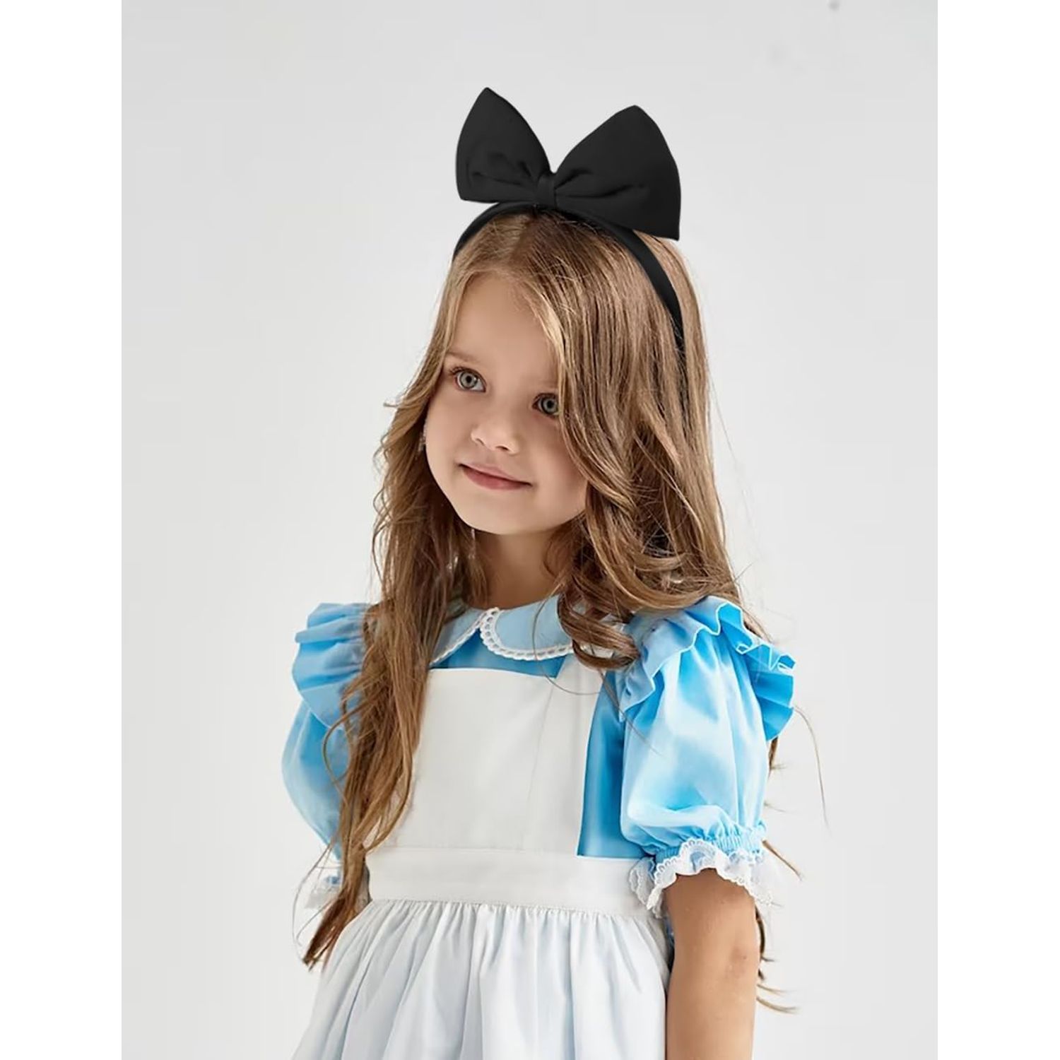 Huachi Black Bow Headband for Women Girls, Cute Big Bow Headbands Cosplay Costume Hair Accessories, Halloween Christmas Festivals Headdress Headpiece Adults Kids Party Decoration