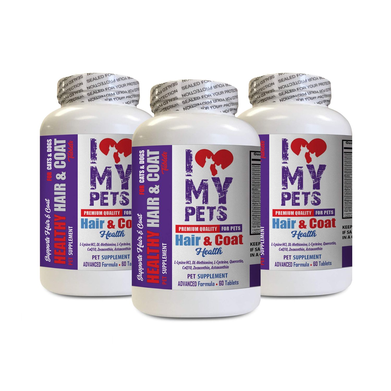 I LOVE MY PETS LLC Dog itching Remedies - PET Healthy Hair and Coat - for Dogs and Cats - Premium Formula - Dog Vitamins Coat - 3 Bottles (180 Treats)