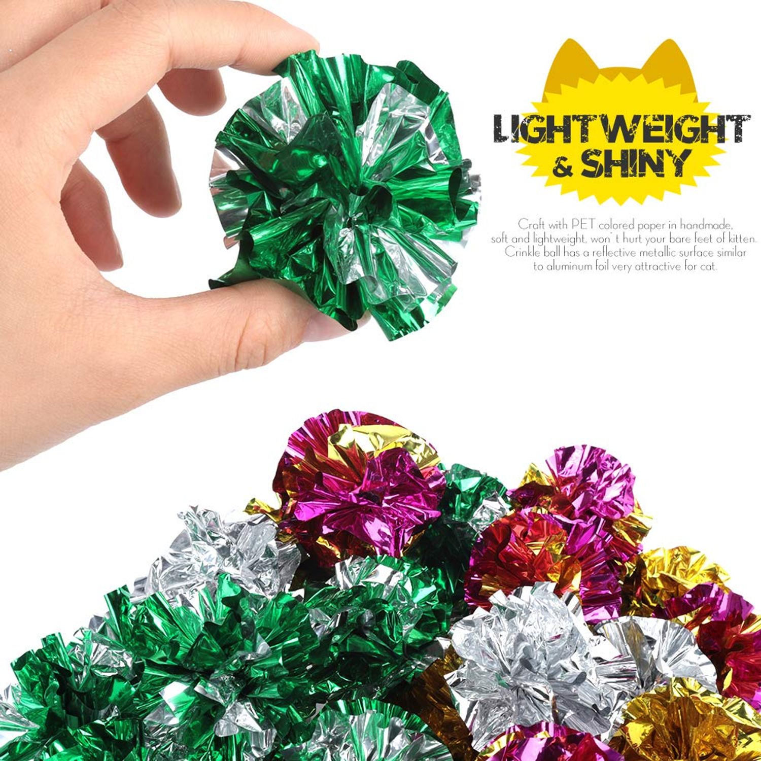 HNYYZL Bestsupplier 25 Pack Crinkle Balls Cat Toys - Original Mylar Crinkle Balls Cat Toys（Random Color）