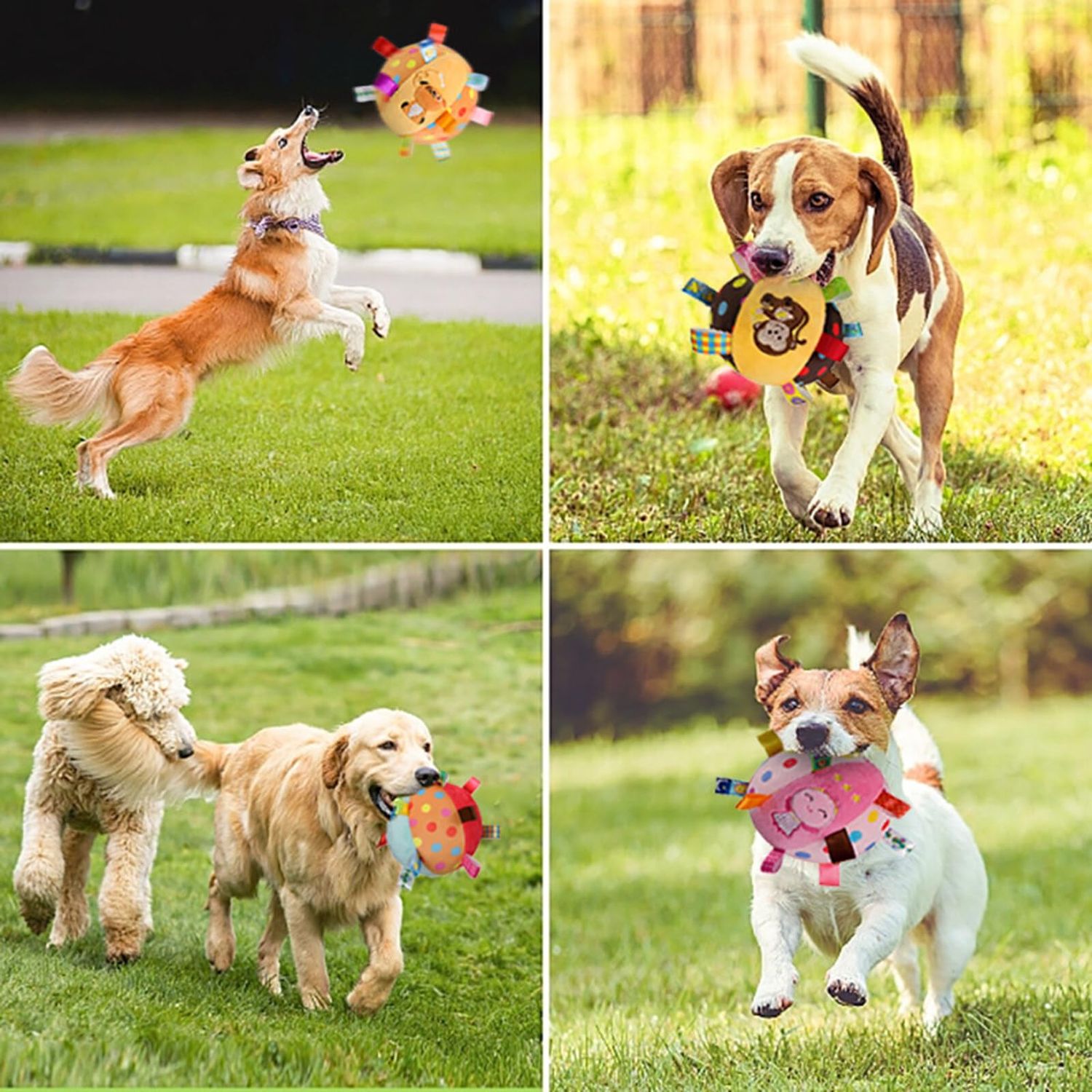Nicoone Soccer Ball for Dogs with Tabs, Dog Toys Soccer Ball with Straps, Chimes,Interactive, Durable, Indoor&Outdoor Dog Toys, Puppy Birthday Gifts