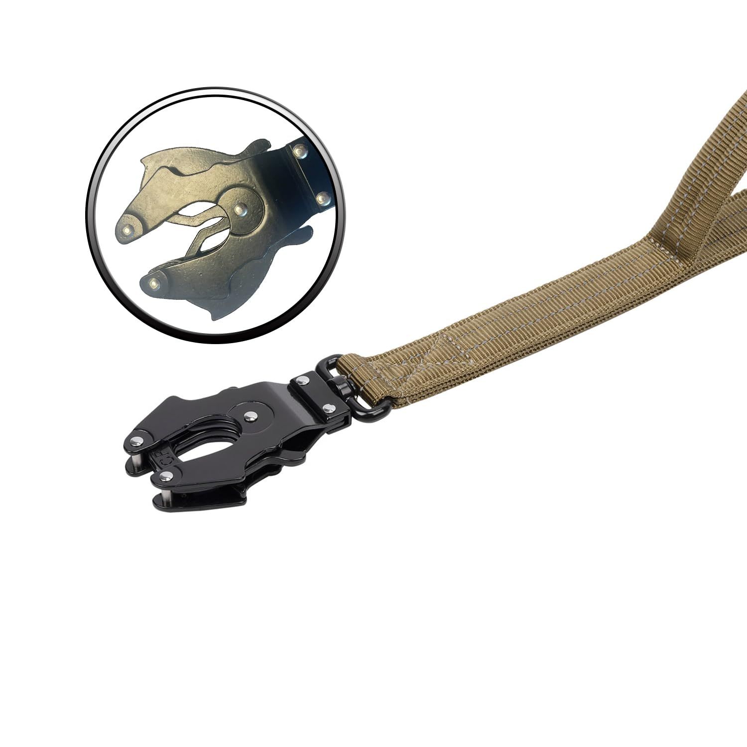 ICEFANG Tactical Dog Leash,K9 Training Walking Bungee Lead with 2 Control Handle,Heavy Duty Quick Release Metal Clasp,Hands Free D-Ring for Medium Large Dogs (6ft,Reflective Brown)