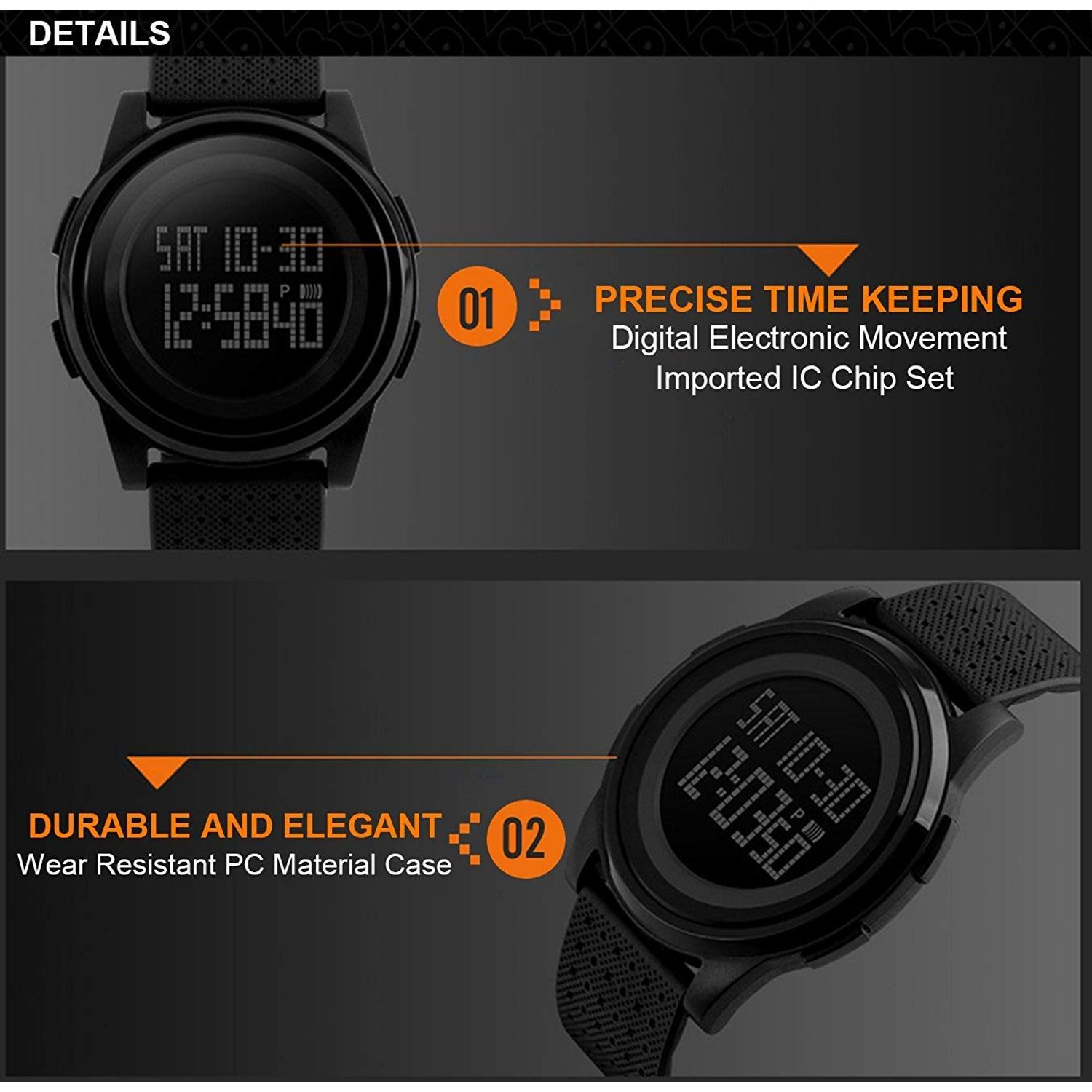 MJSCPHBJK Men's Digital Sports Watch Electronic Military Waterproof Watches for Men Outdoor Running with LED Back Light Alarm Stopwatch Army Watch