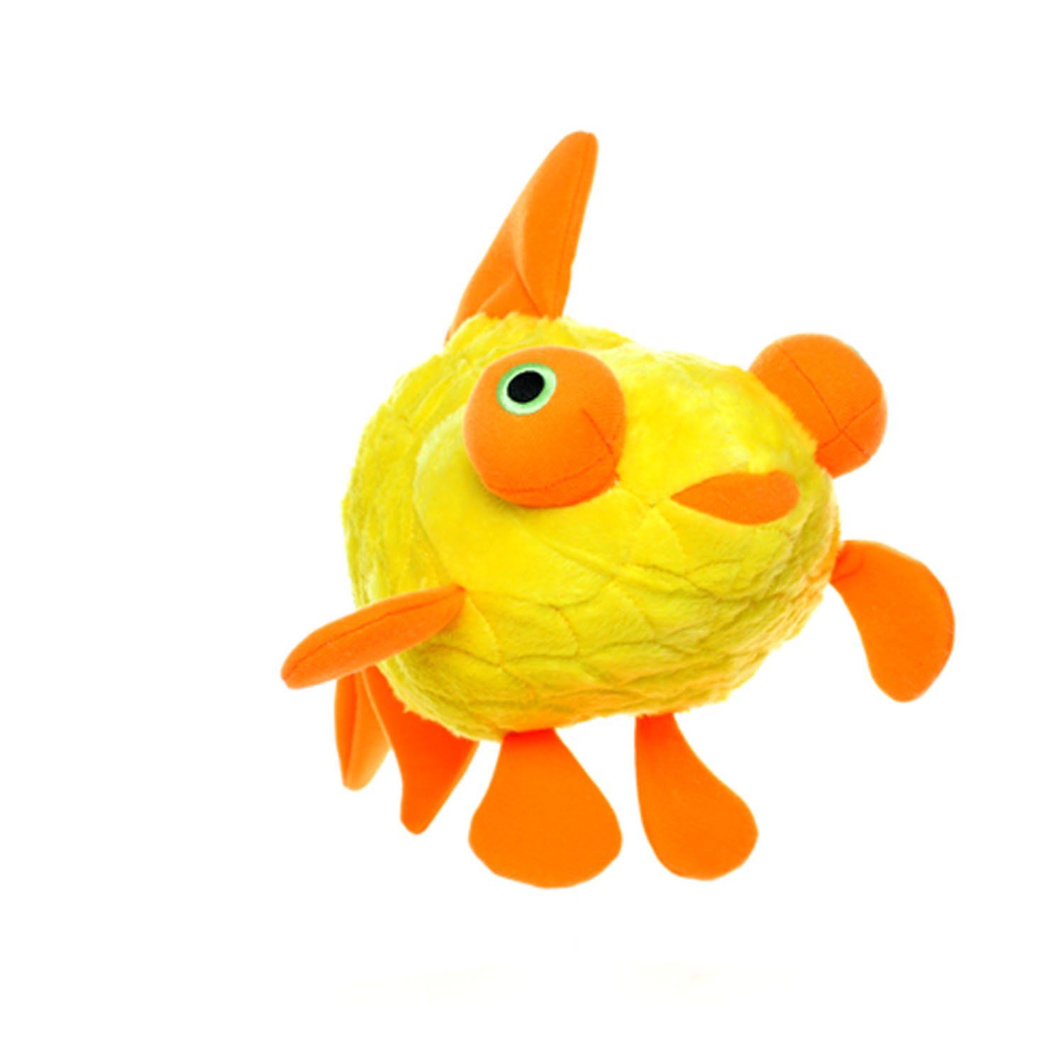 MIGHTY- Massive-Ocean-Goldfish-Squeaker-Multiple Layers. Made Durable, Strong & Tough. Interactive Play Dog Toy (Tug, Toss & Fetch). Machine Washable & Floats