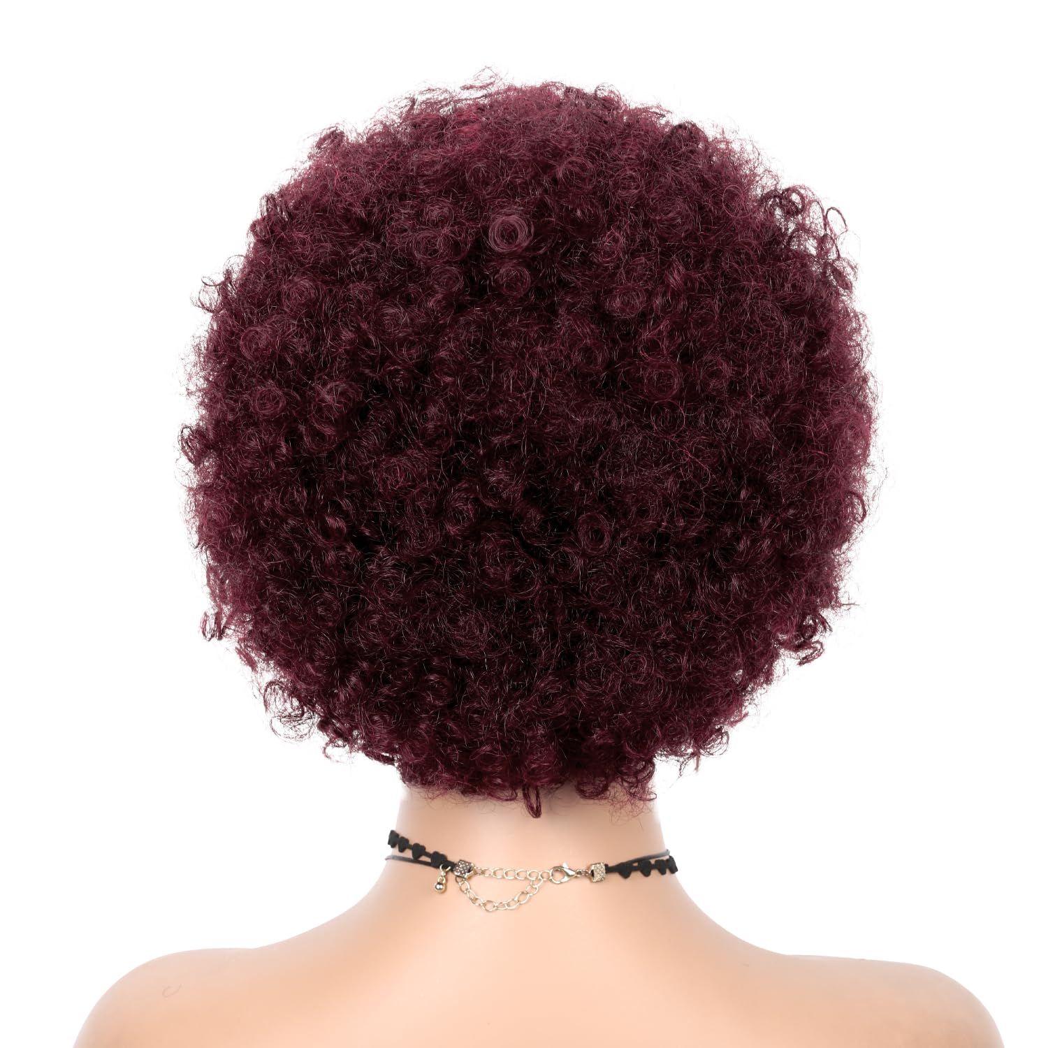 WIGER Short Afro Curly Wigs Human Hair for Black Women Afro Kinky Curly Wigs 99J Short Curly Afro Wigs None Lace for African American Lady for Daily
