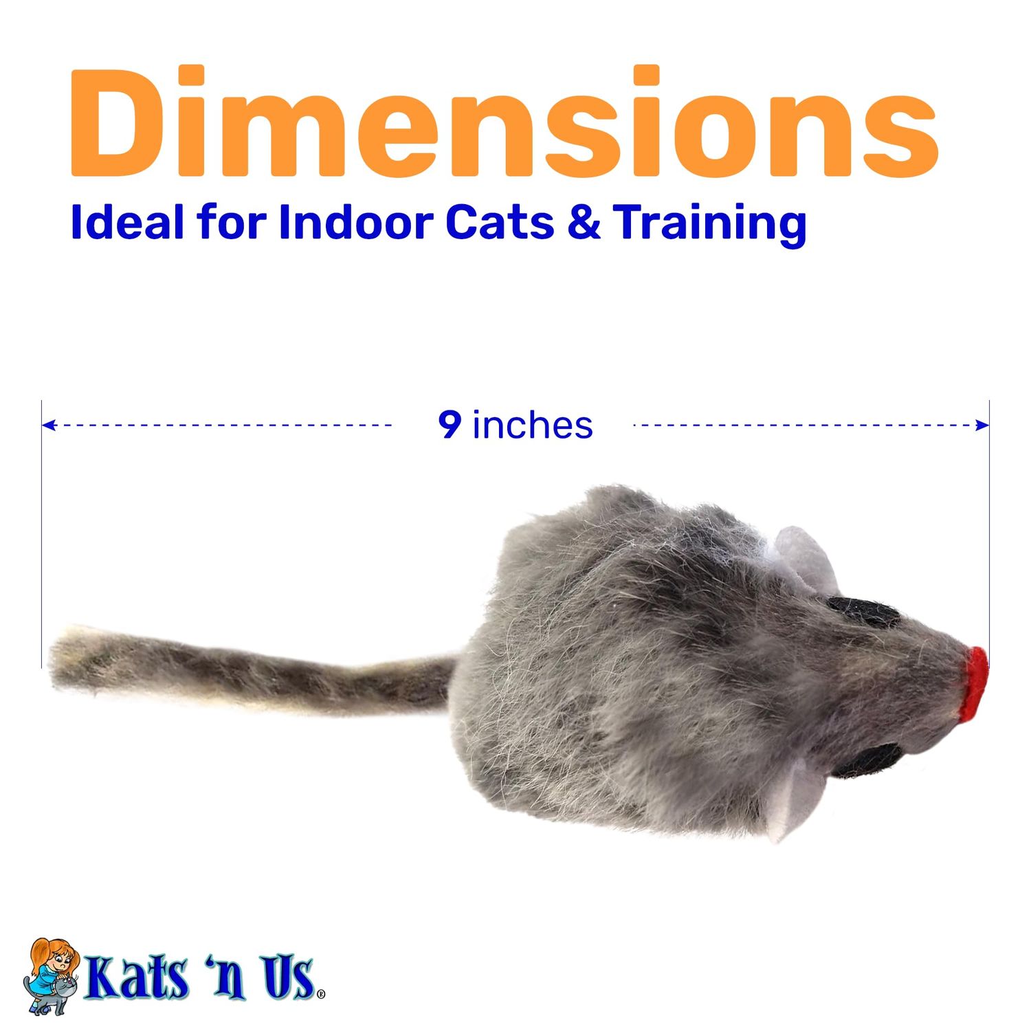 Kats'N Us Real Rabbit Fur Mouse Cat Toy - 10 Pak Rattle Sound