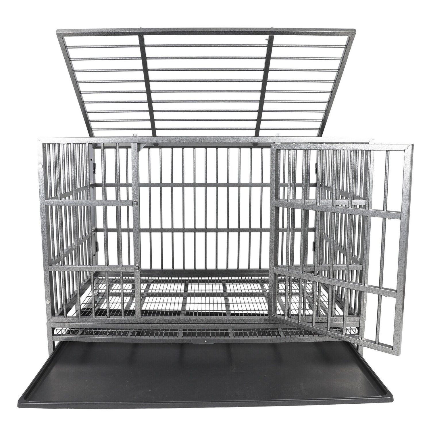 47 Inch Heavy Duty Dog Crate Metal Cage Kennel High Anxiety Pet Cage