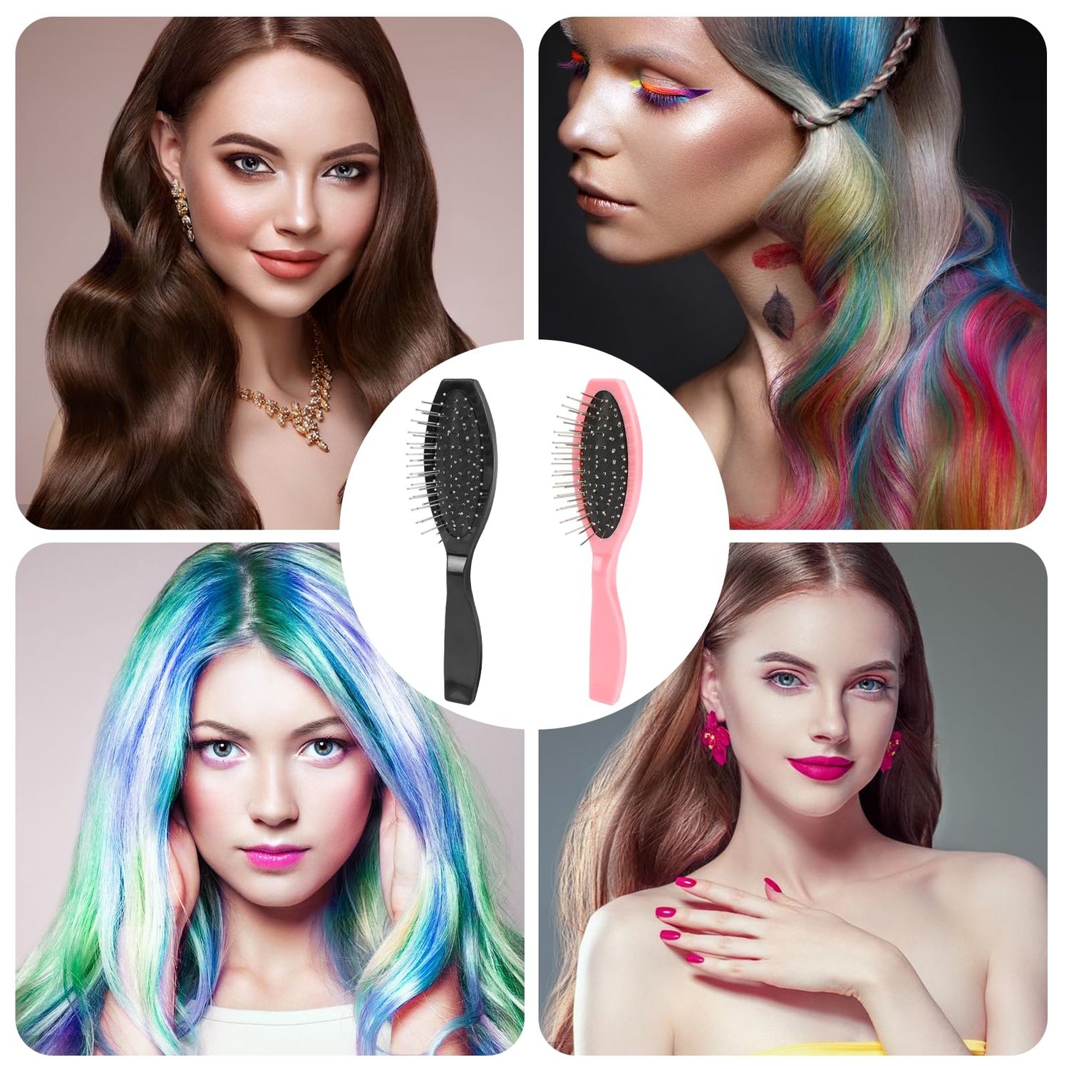 Wig Brush for Synthetic Wigs,2 Pack Wig Hair Brush Stainless Steel Wig Wire Brush Portable Hair Brush Professional Synthetic Hair Brush Wig Hair Combs Hair Extension Brush for Women
