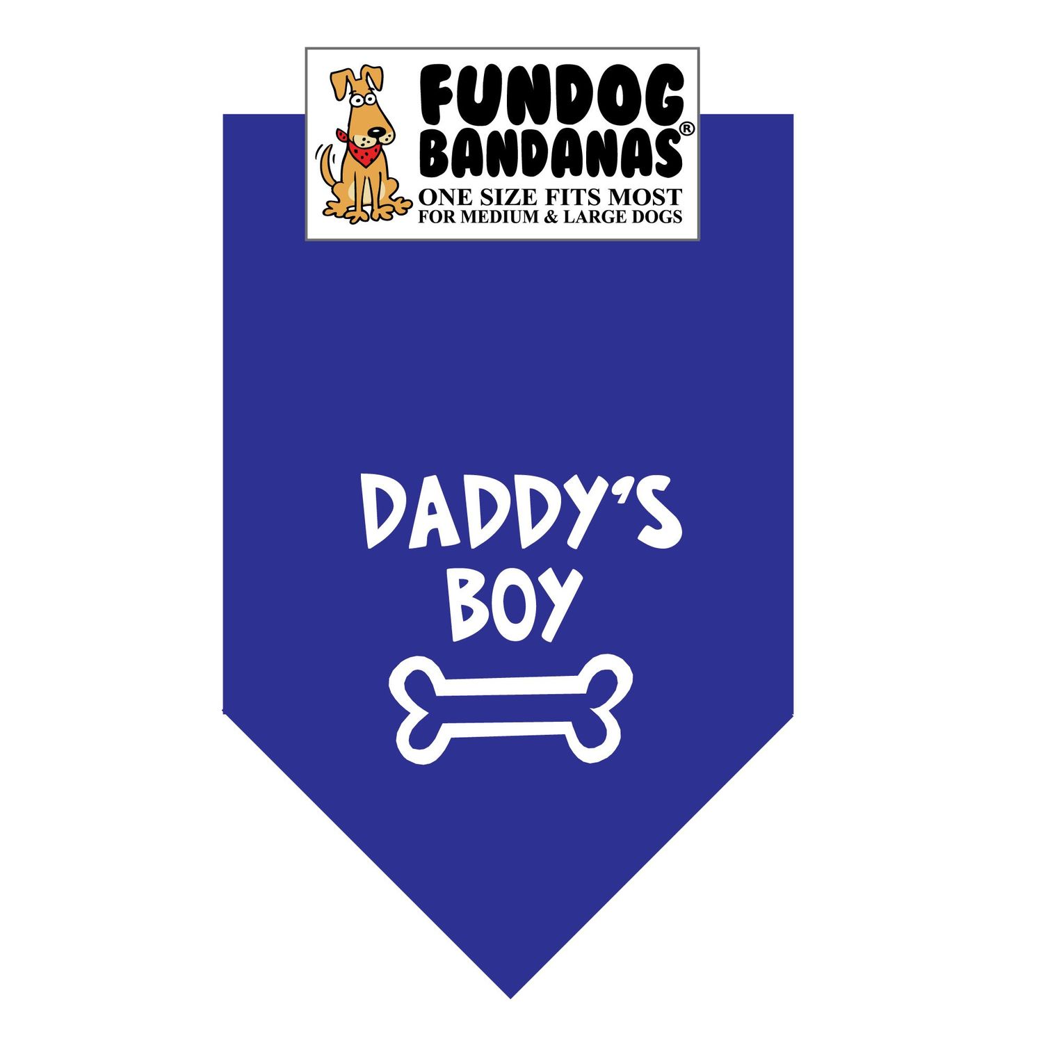 Daddy's Boy Dog Bandana (One Size Fits Most for Medium to Large Dogs, Royal Blue)