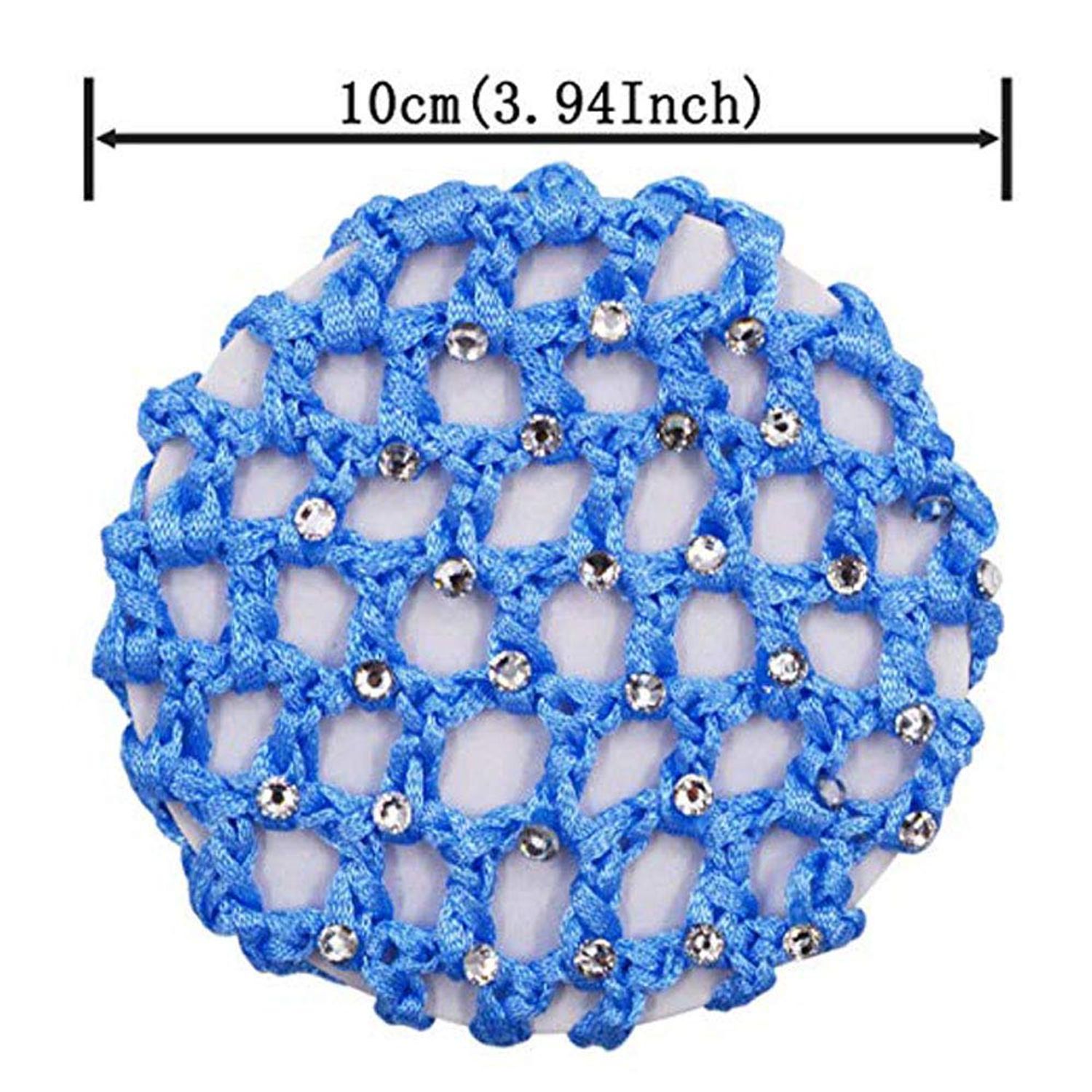 6Pcs Rhinestone Bun Cover Crochet Snood Hair Net Hair Accessories for Women Girls Ballet Dance Skating Random Color