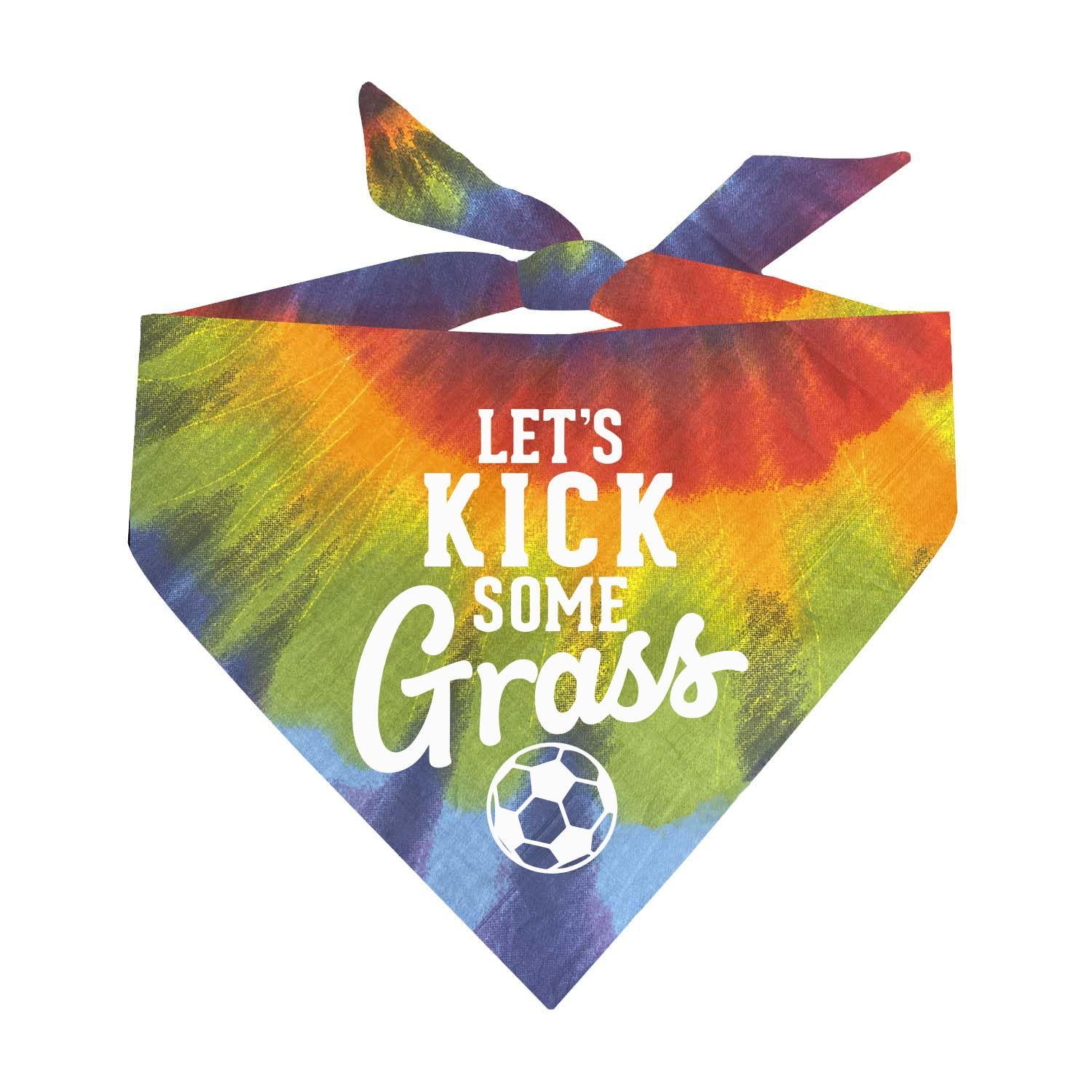 Let's Kick Some Grass Soccer Dog Bandana (Sunset Tie Dye, OS 1077)