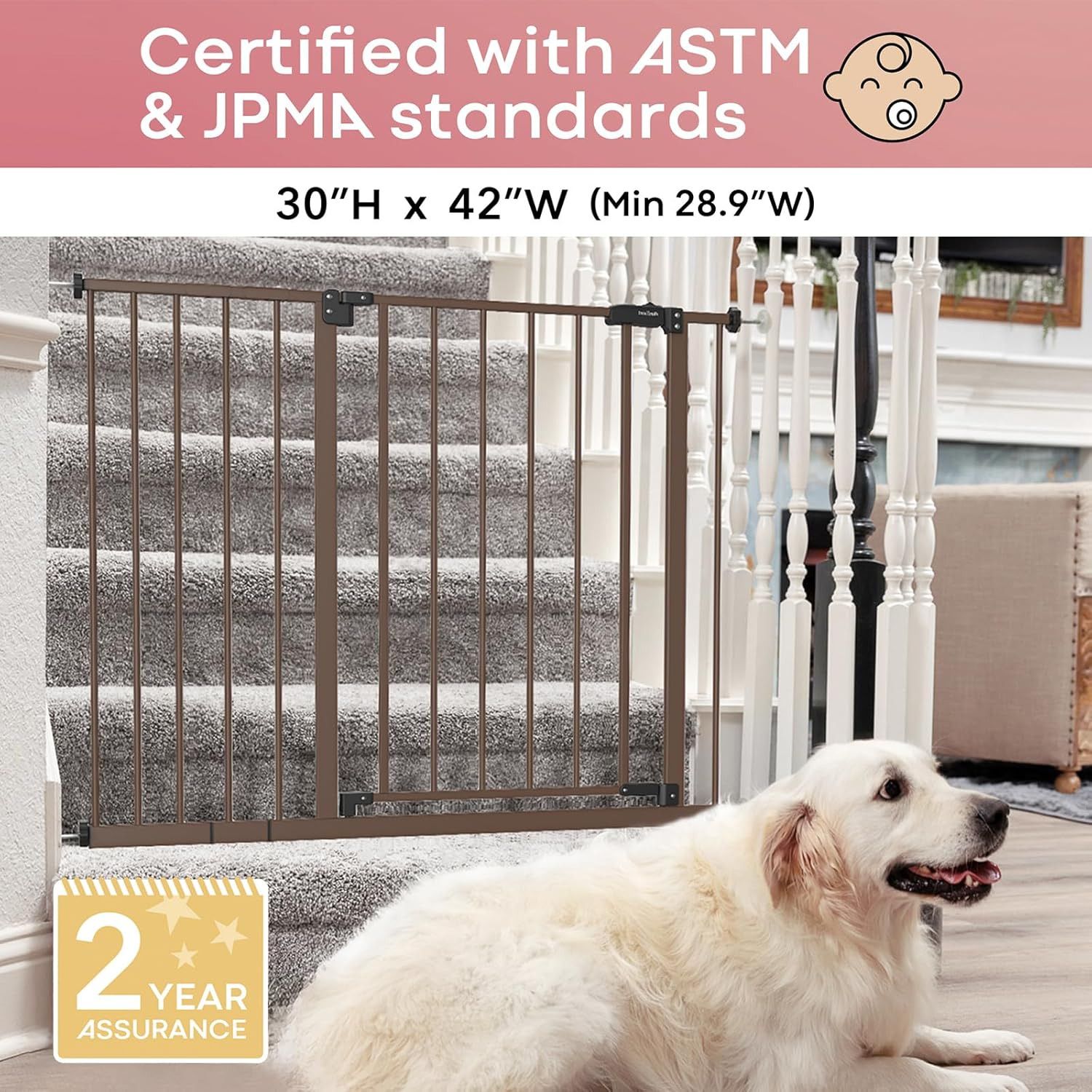 Mom'S Choice Award- Dog Gate for Doorways 28.9-42.1" Wide, Baby Gate for Dogs...