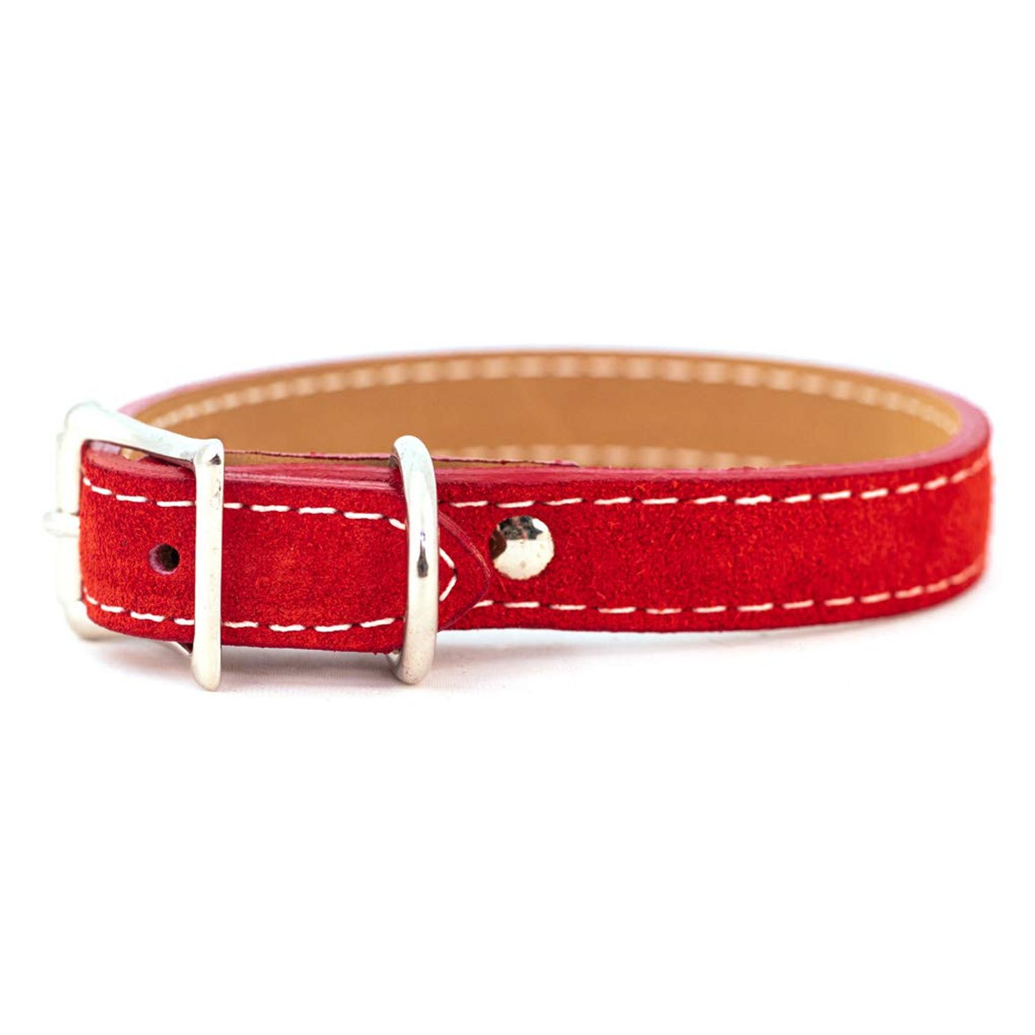 Auburn Leathercrafters Saratoga Suede Dog Collars-Red-3/8" x 8"