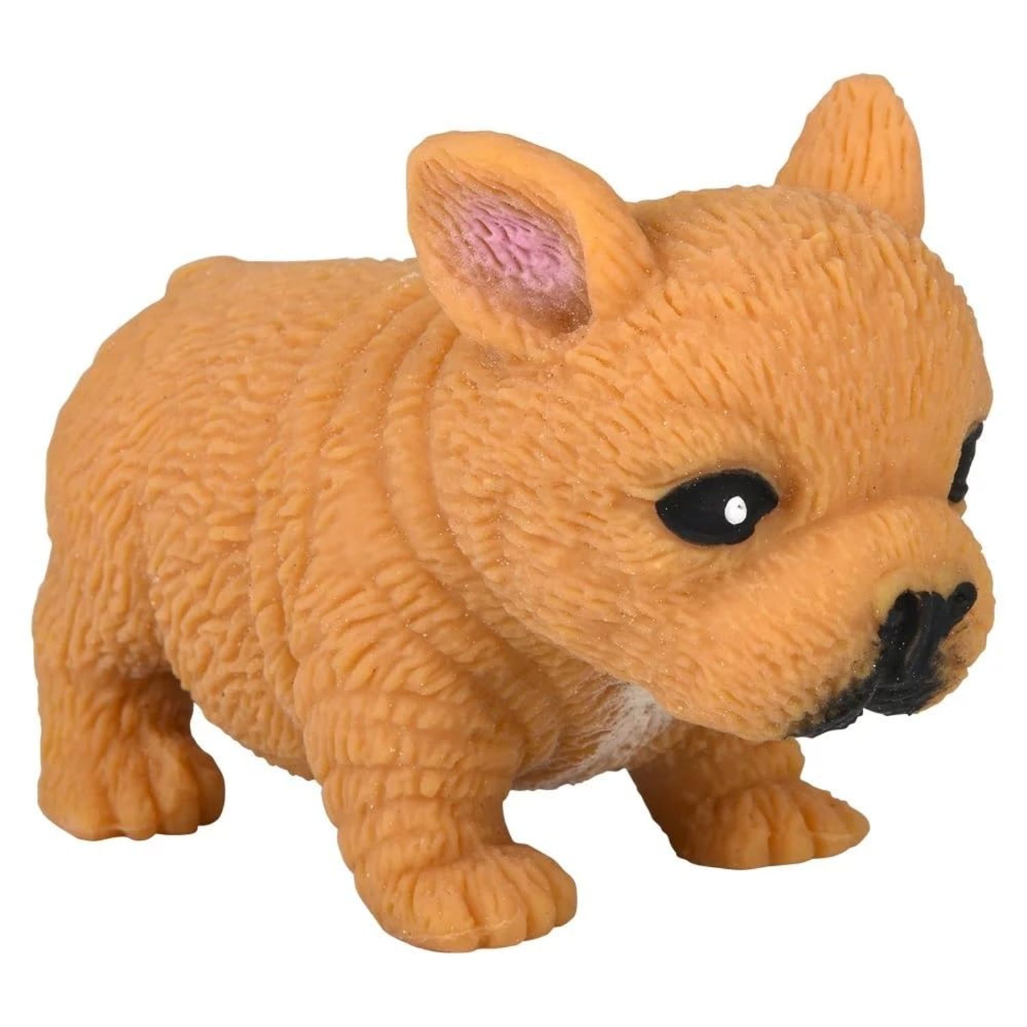Squishy Stretchy Bulldog (2.5" to 6.5") Rubber Fidget Sensory Toy Filled with Sand. Great Stress Relief Dog Toy for Kids, Adults and Pets. (2 Bulldogs - Tan & Brown Color)