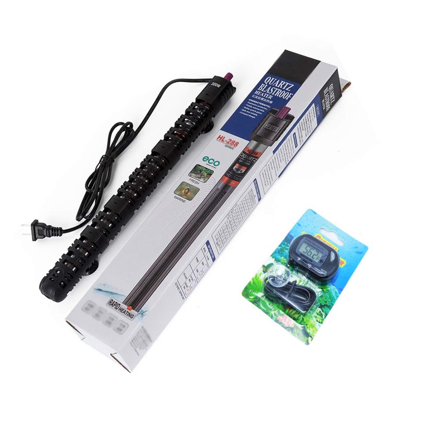 MQ Submersible Aquarium Heater Auto Thermostat, 500W Fish Tank Heater with LCD Digital Aquarium Thermometer, Shatter-Proof and Blast-Proof
