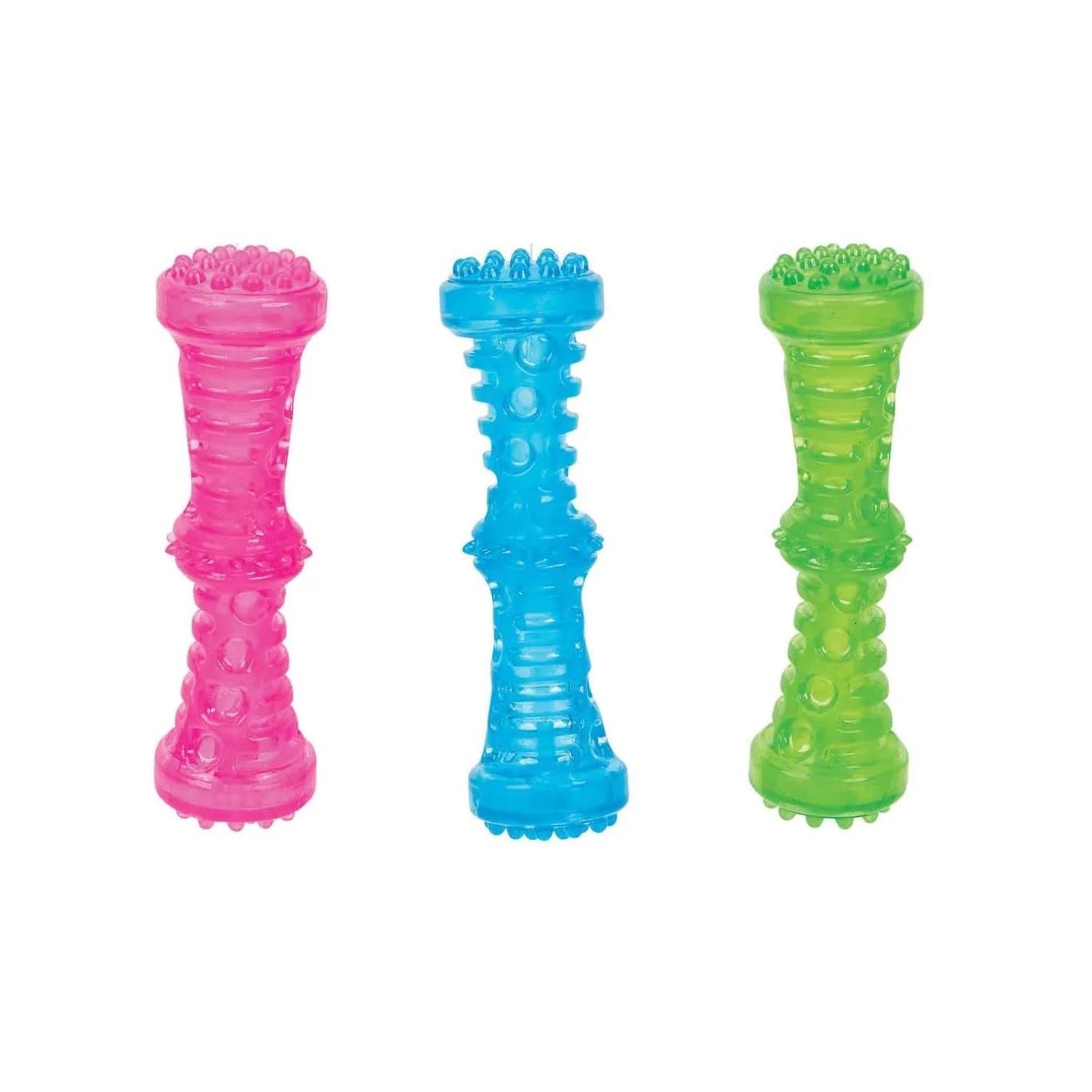 MPP Durable Dog Toys Toss Fetch Stick Chew Squeaker 7 Inch Dental Health Gum Massage (Green)