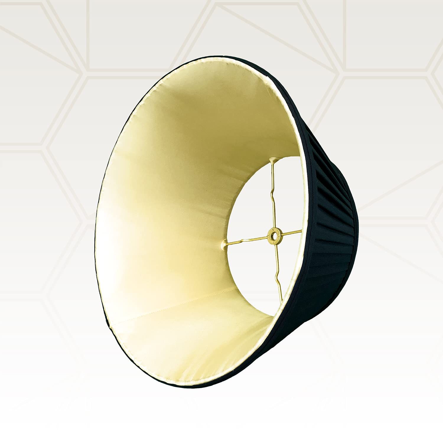 Royal Designs 6-Way / Side Pleat Basic Lamp Shade, Black/Gold, 11.5 x 17 x 9.5