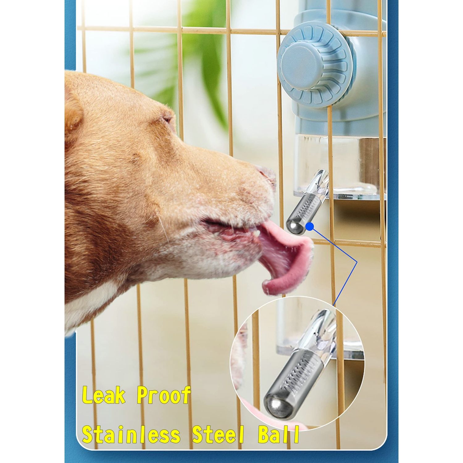 DEYACE Dog Crate Water Bottle Stainless Steel Leak-Proof Ball 24oz Top Fill Dog Water Dispenser for Cage