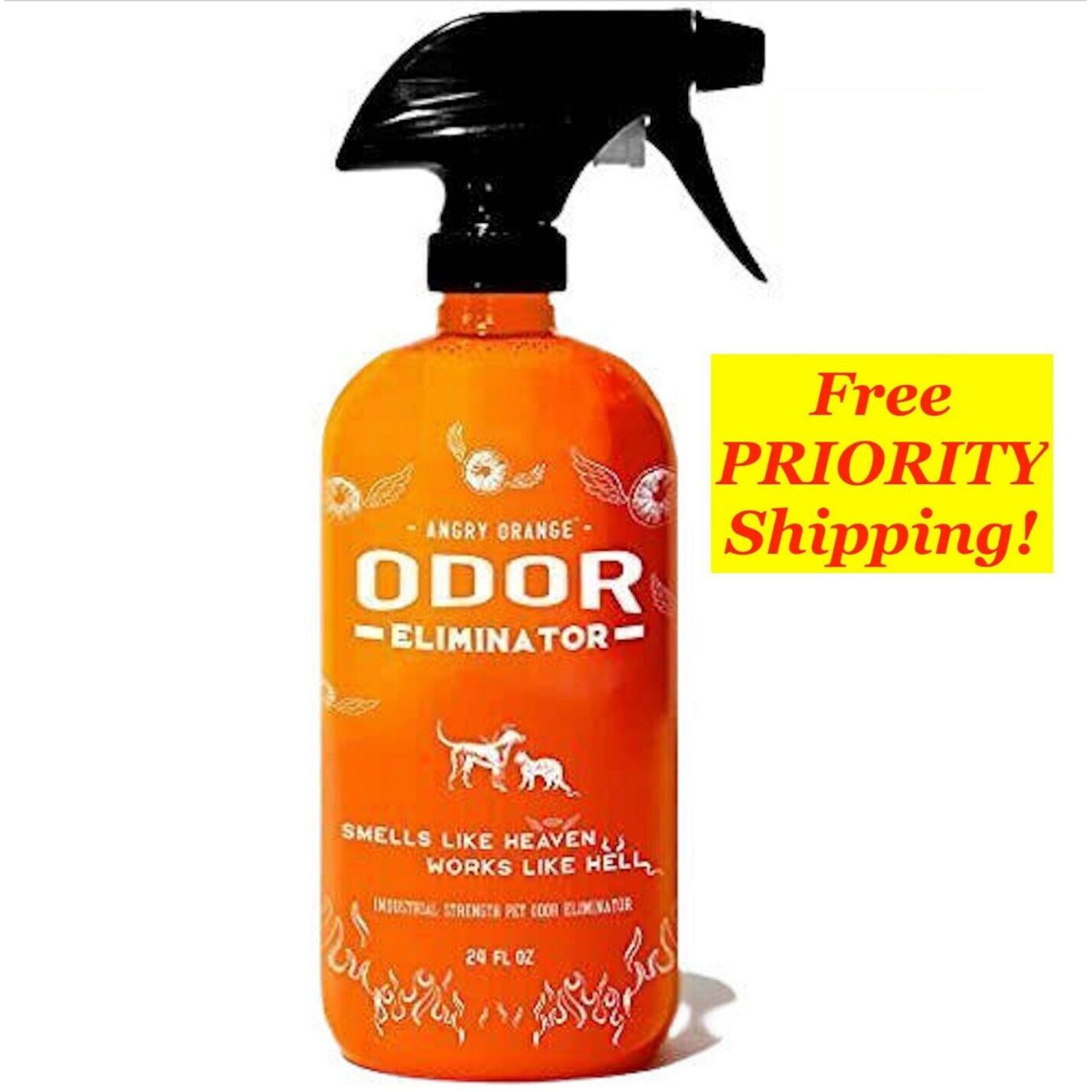 ANGRY ORANGE Pet Odor Eliminator Citrus Deodorizer Pet Dog Cat Large 24oz Spray