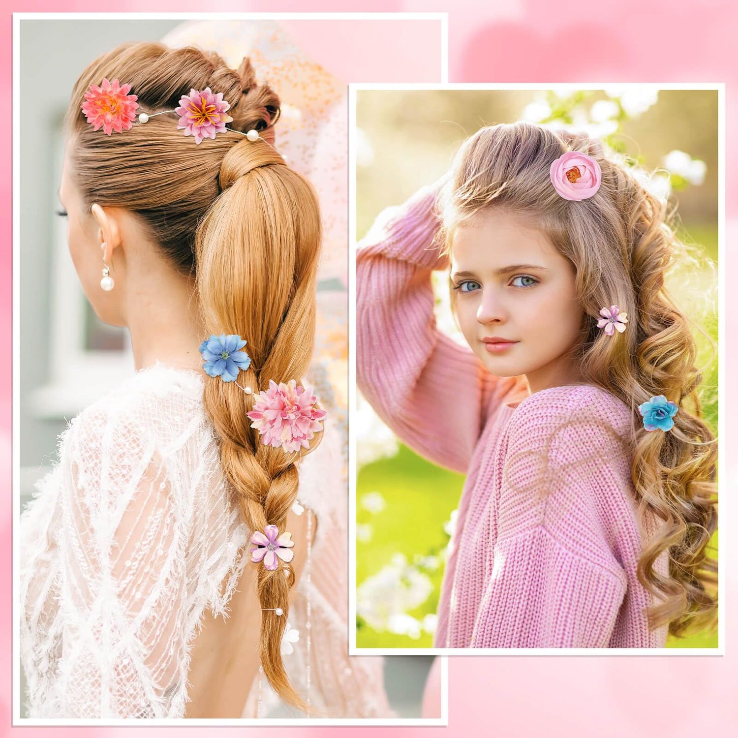 Thrilez 26 Pieces Flower Hair Clips Flower Hair Barrettes for Women, Flower Hair Accessories Hawaiian Boho Hairclip for Girls, Silk Flower Hair Clips for Beach Party Bridal Wedding Event Decor