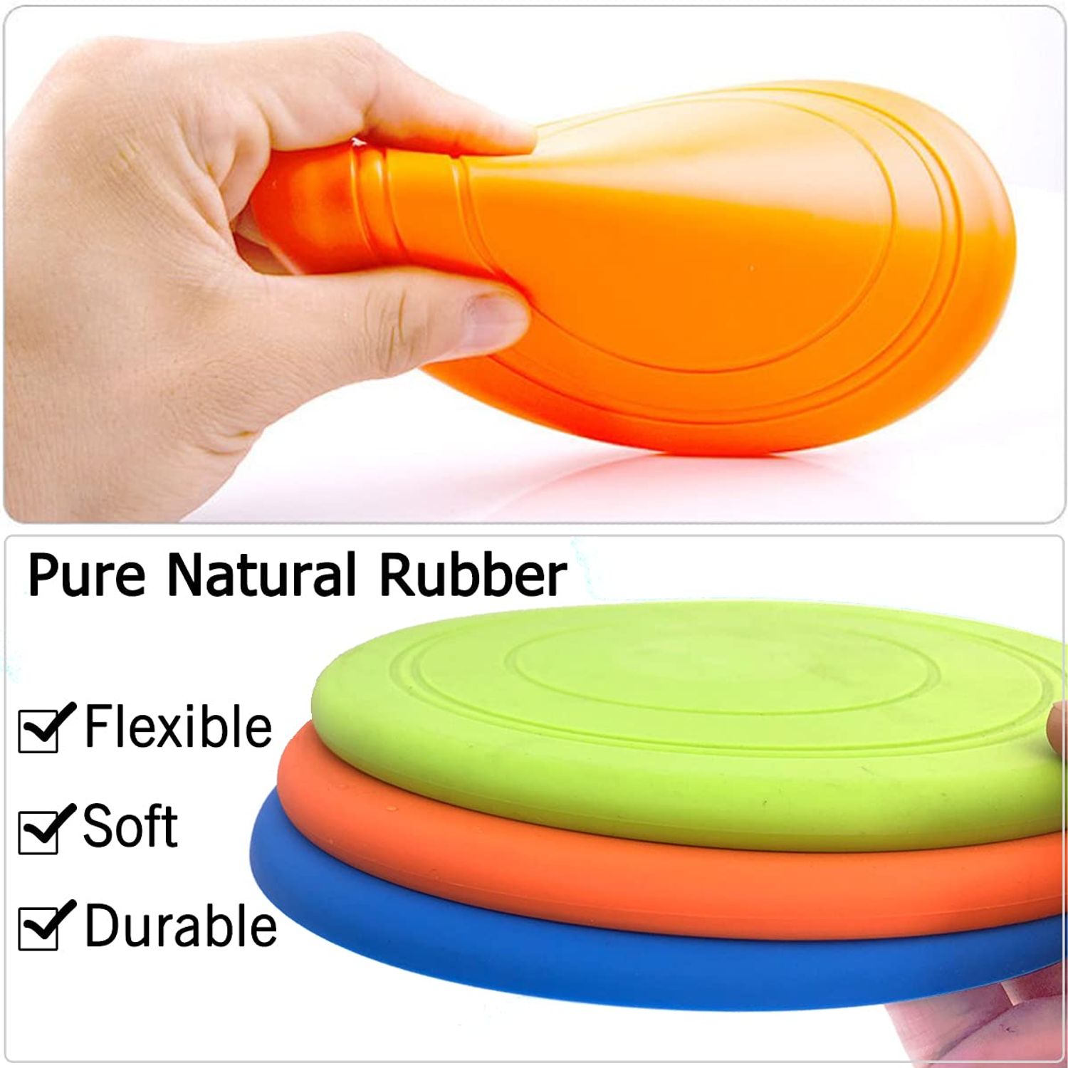 XIGOU Dog Flying Disc, 3 Pack Dog Flyer Dog Toy, Dog Soft Rubber Interactive Lightweight Flying Disc Dog Toy for Small Large Dogs - Floats in Water & Safe on Teeth, 7 inch.
