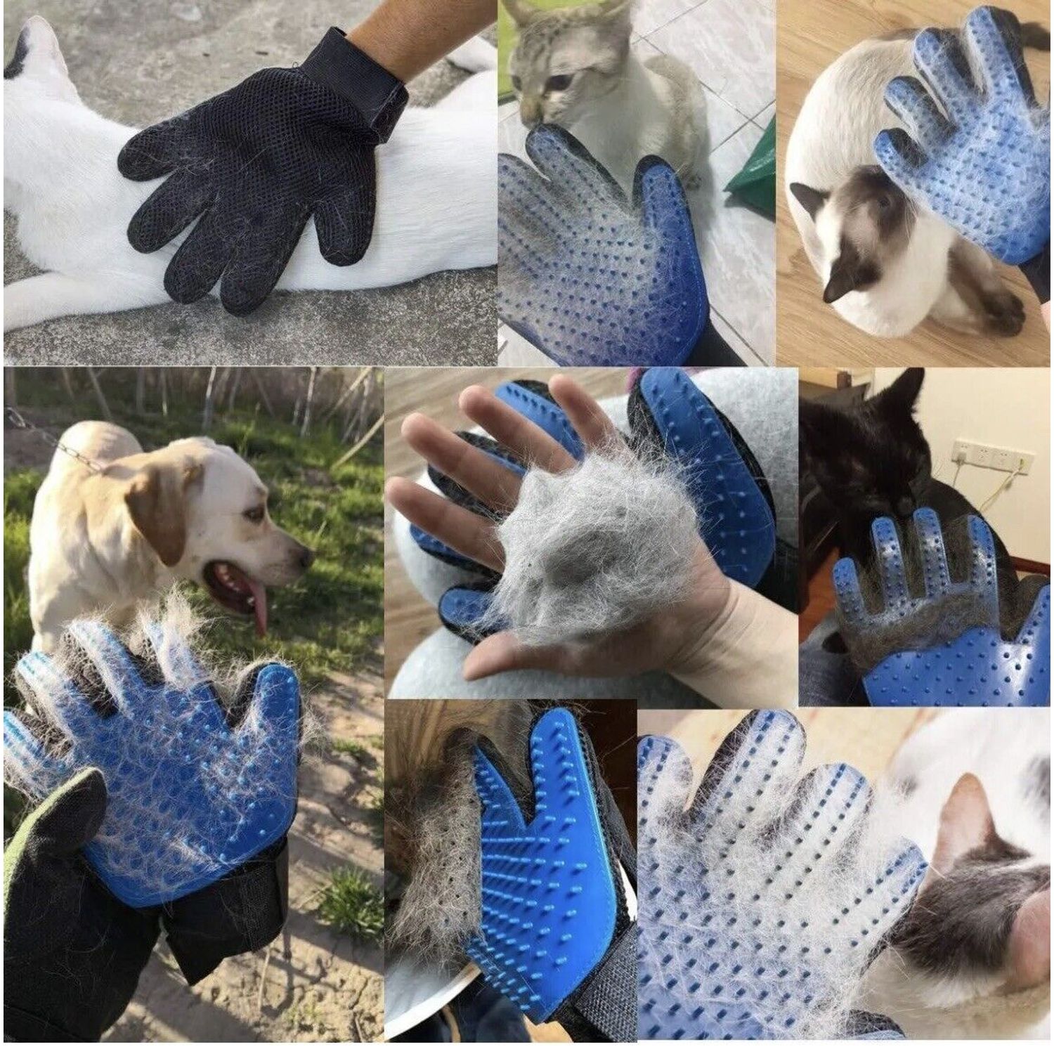 Grooming Dog Brush Gloves Pet Cat Pair Hair Fur Remover Mitt Massage Deshedding