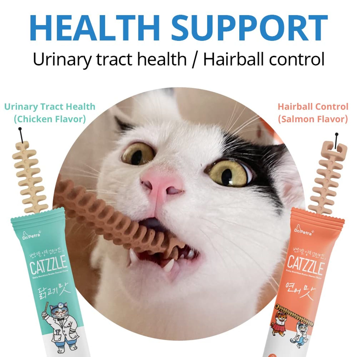 DR.PETRA CATZZLE Cat Treats, Dental Chews for Indoor Cats, Cat Teeth Cleaning, Dental Care Snacks - Urinary Tract Health (Chicken Flavor), 20 Sticks (5 oz.)