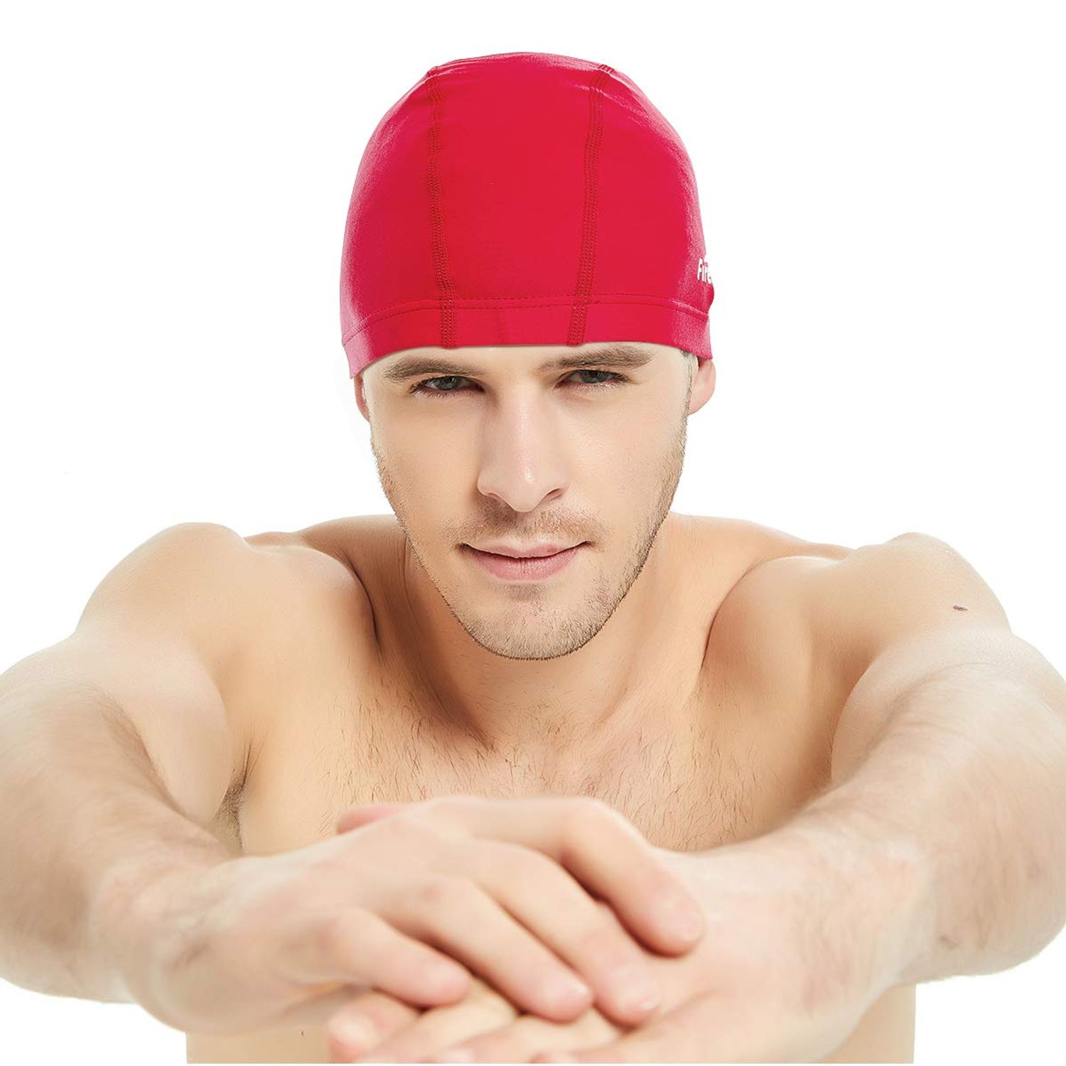 Firesara Fabric Swim Cap, High Elasticity Swimming Cap Keeps Hair Clean Breathable Fit Both Long Hair Short Hair, Swim Caps Woman Girls Men Kids One Size Hat