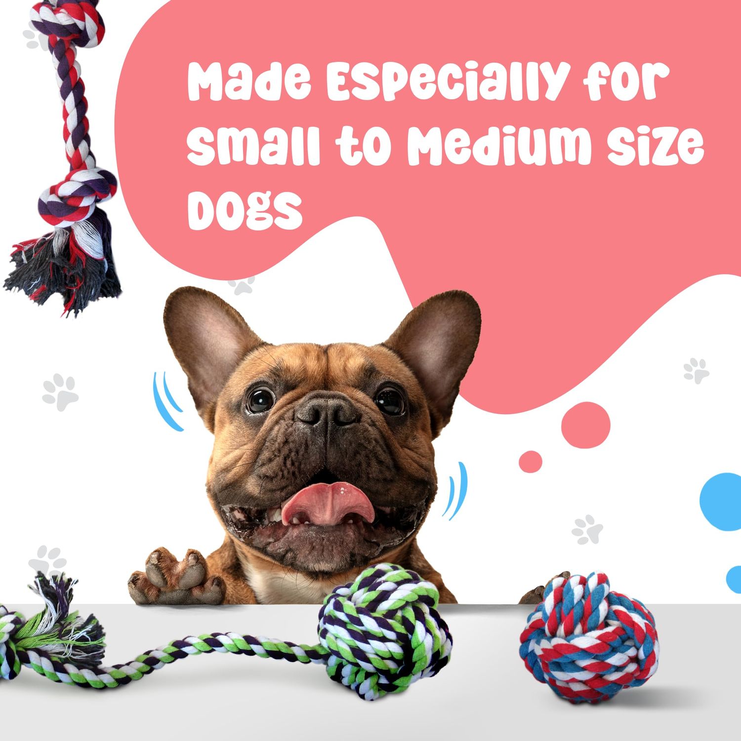 Pacific Pups Products Rope Dog Toys for Small Dogs and Medium Dogs - Benefits Non-Profit Dog Rescue - Dog Rope Toys for Small Dogs and Medium Breeds - Cotton Dog Toys Ropes for Medium Dogs Boredom