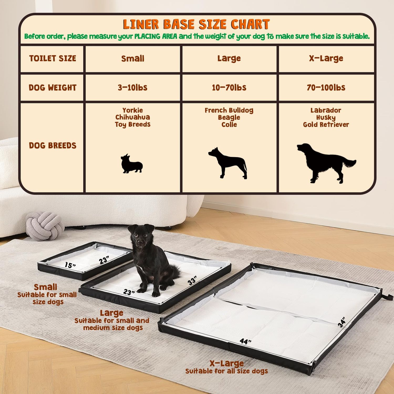 HQ4US 4LEGS Large Portable Dog Pee Pads Holder for Travel, Puppy Pad Holder Foldable Liner Base 33''x23'' Training Pad Holder with Fixing Clips, Dog Litter Box Waterproof, Easy Clean,Indoor Dog Potty