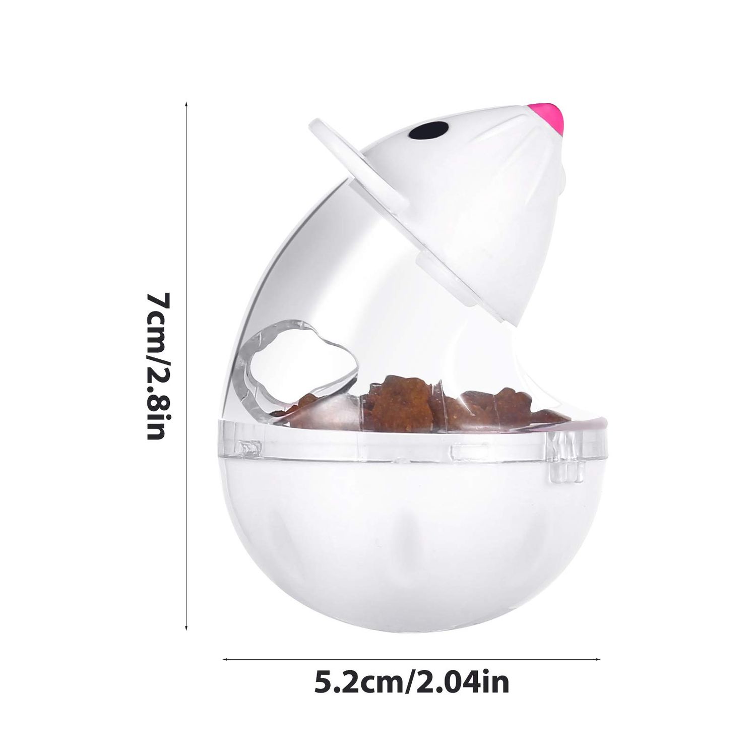 PORTOWN 4 Pcs Cat Food Ball Dispenser, Small Cat Food Balls Slow Feeder Mice Shaped Tumbler Cat Food Toy Cat Treat Toy Feeder Toy for Interactive Training(Pink,White)