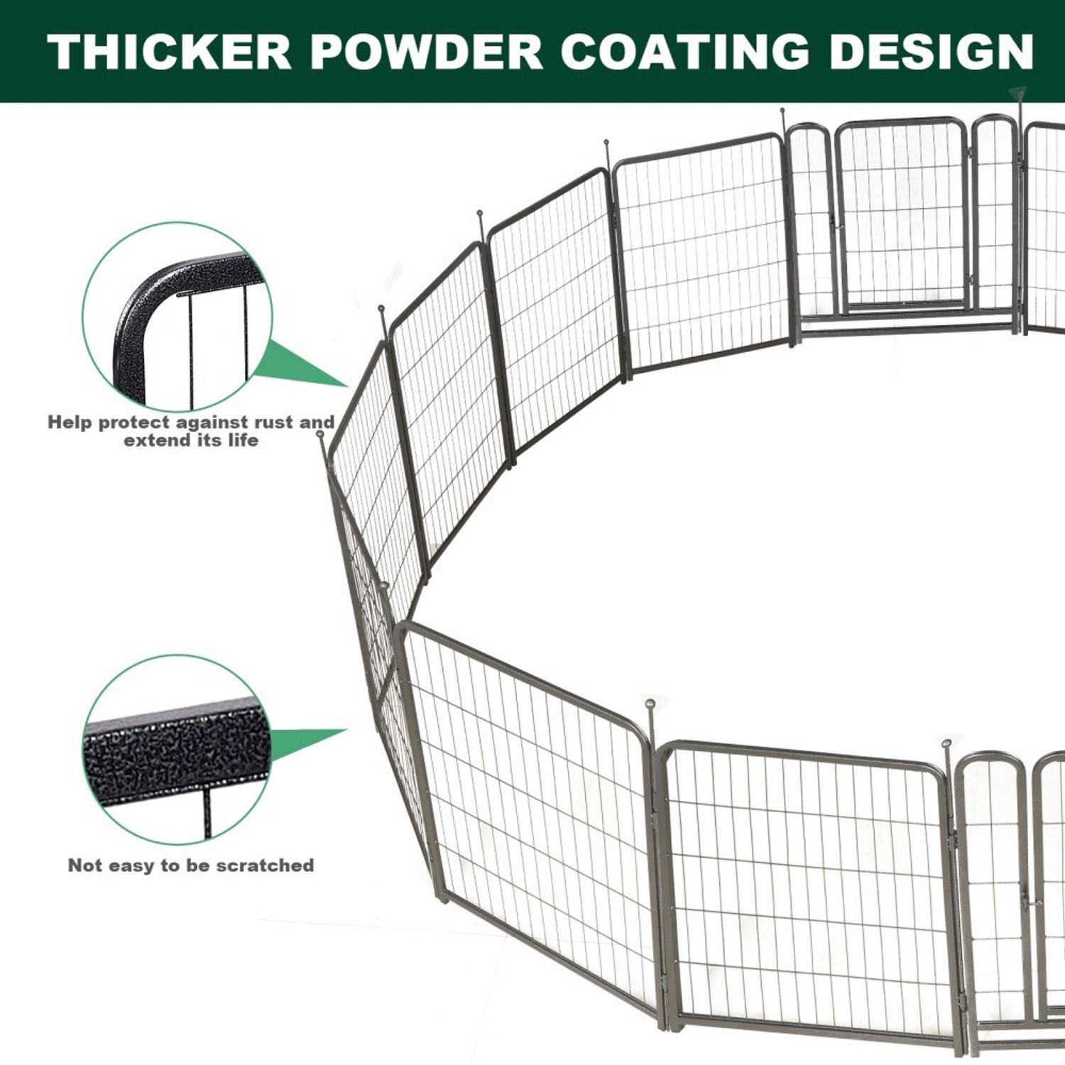 16 Panels Dog Playpen for Outdoor,yard,camping,24"Height Dog Fence with 2 Doors