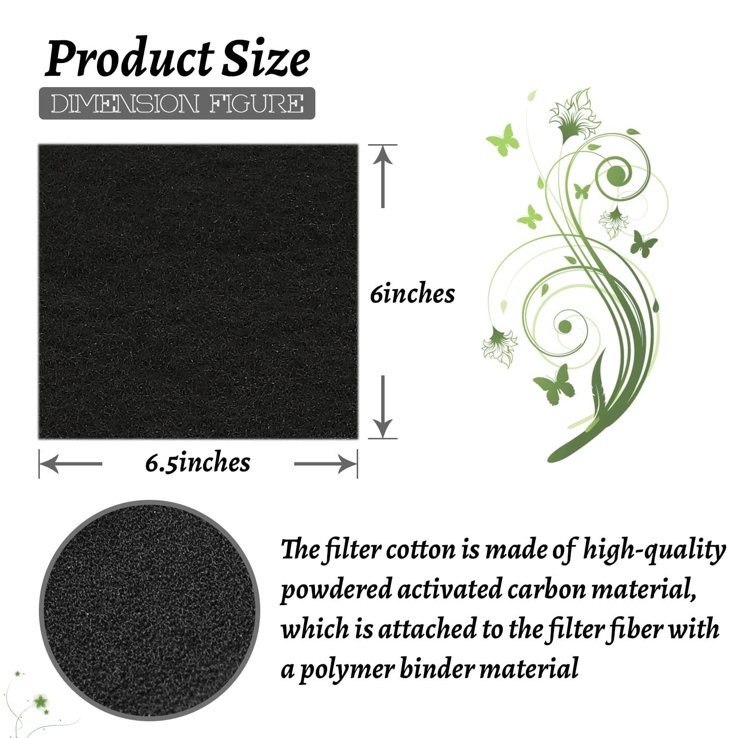 10 Pack Cat Litter Box Charcoal Filters Replacement Carbon Odor Filters 6Inch x 6.5Inch Hooded Cat Litter Boxes and Pans