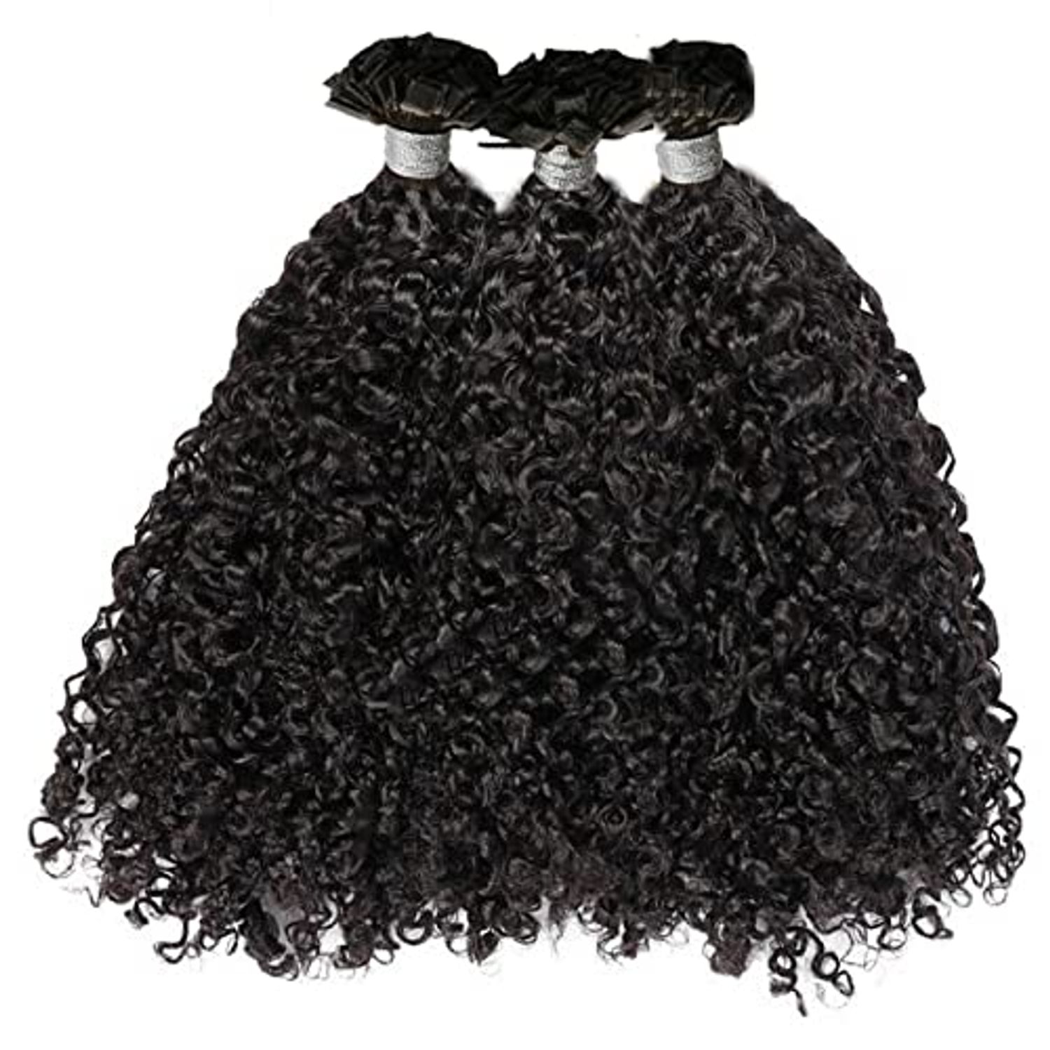 RJ HAIR Curly Flat Tip Extensions Black Brown Human Hair U Tip Hair Extensions Pre Bonded Flat Tip Hair Extensions Balayage Keratin Flat Tip Remy Hair 100g (18inch 100 Strand, Natural Color)