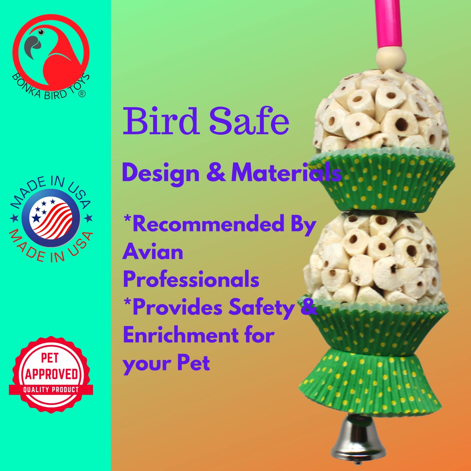 Bonka Bird Toys 2365 Two Mini Cakes Small Medium Bird Toy Natural Sola Cupcake Chew Shred Forage Cockatiel Parakeet Conure and Other Similar Birds