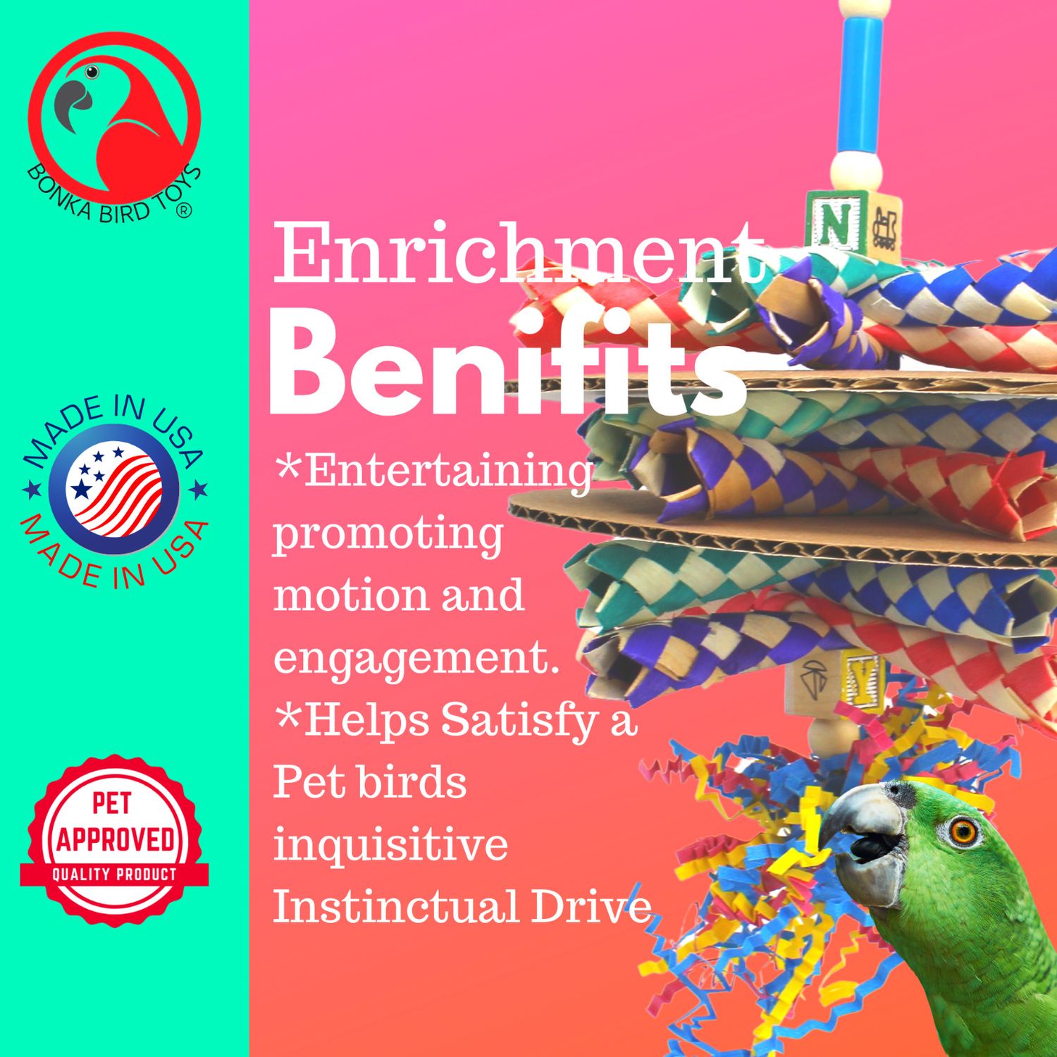 Bonka Bird Toys 2308 Trap Sandwich Cage Conure Chew Parrot Parakeet Pet Shred