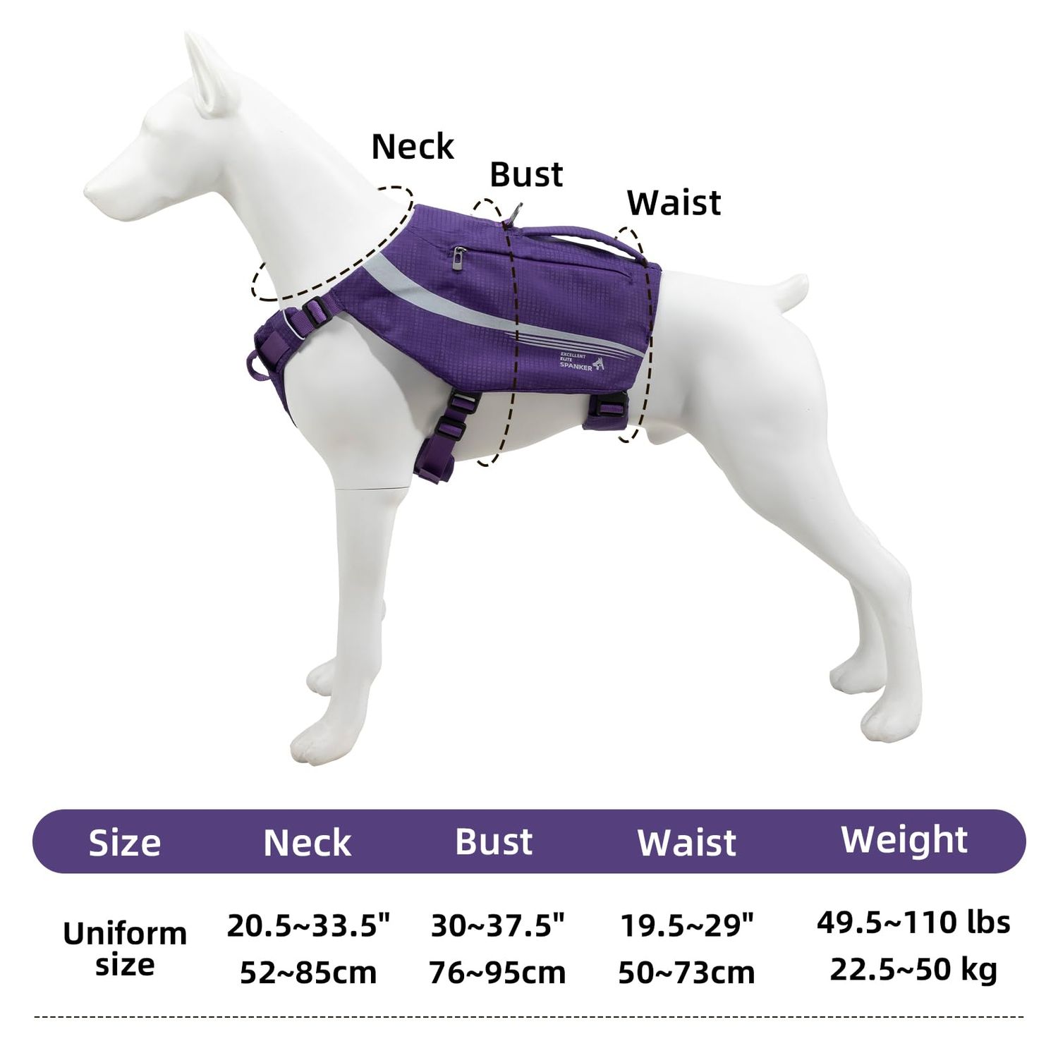 EXCELLENT ELITE SPANKER Y-Shaped Reflective Dog Backpack with Handle Pockets No Pull D-Rings Lightweight Hiking Gear for Dogs Hunting Camping Travel (Purple)